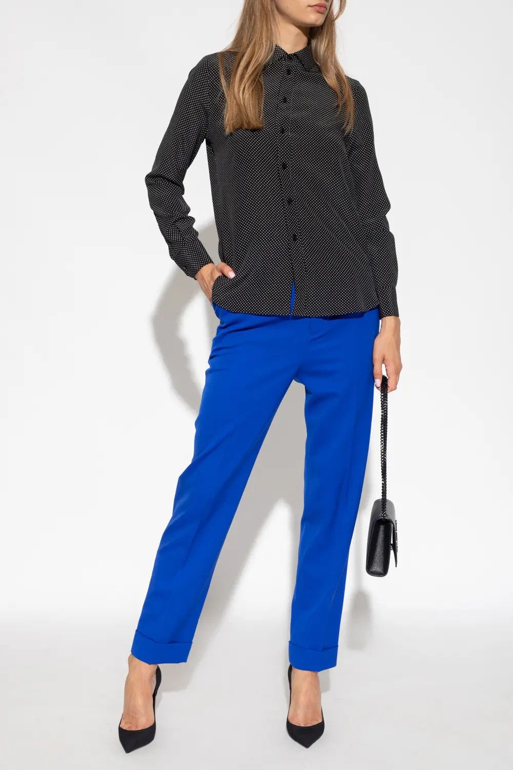 Saint Laurent Paris o1s1wg111124 Classic Shirt in Dotted Silk in Black Size M / US 6-8 / IT 42-44 - 2 Thumbnail