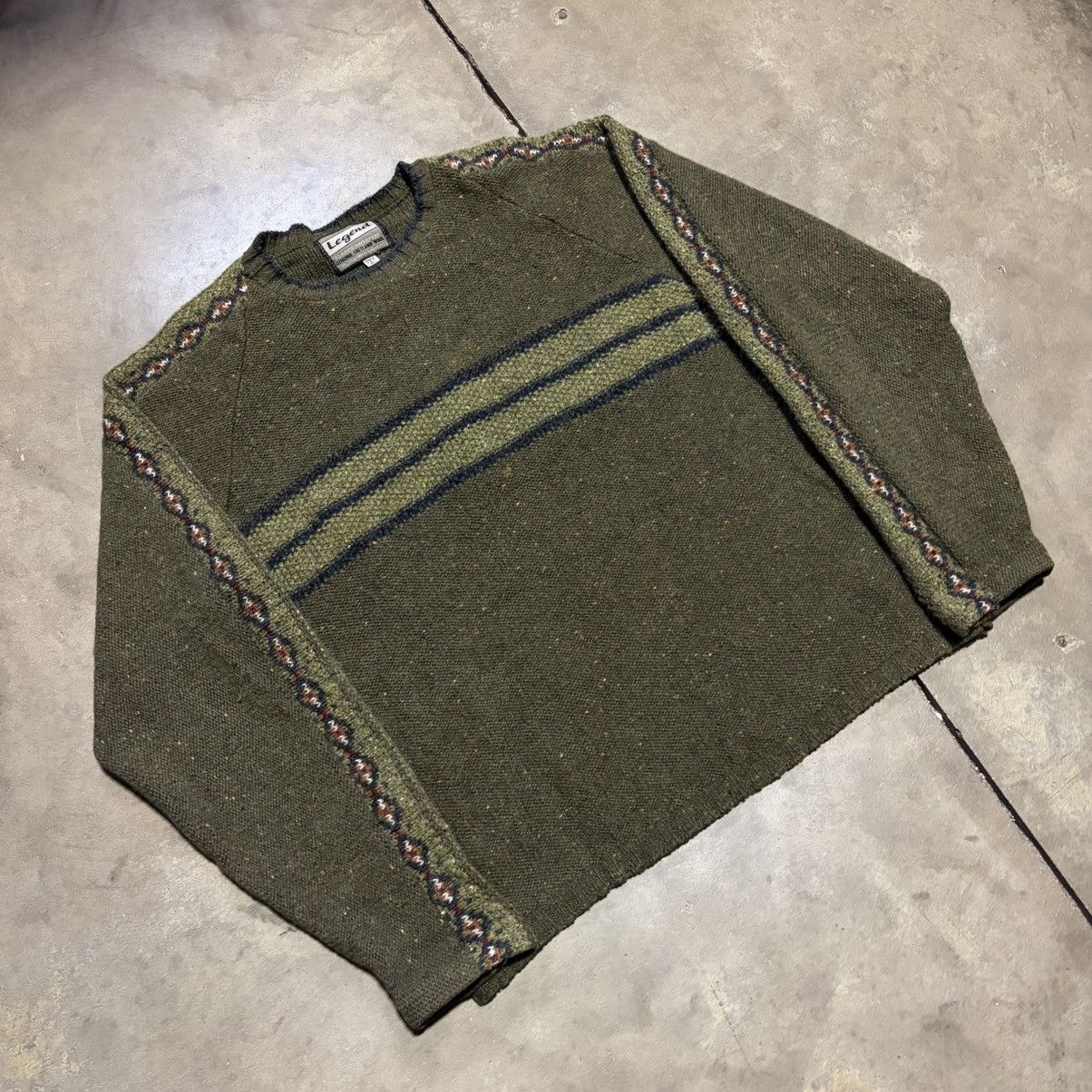 Vintage Vintage Legend Shetland Wool Sweater Striped Nordic 90s USA Size US XL / EU 56 / 4 - 2 Thumbnail