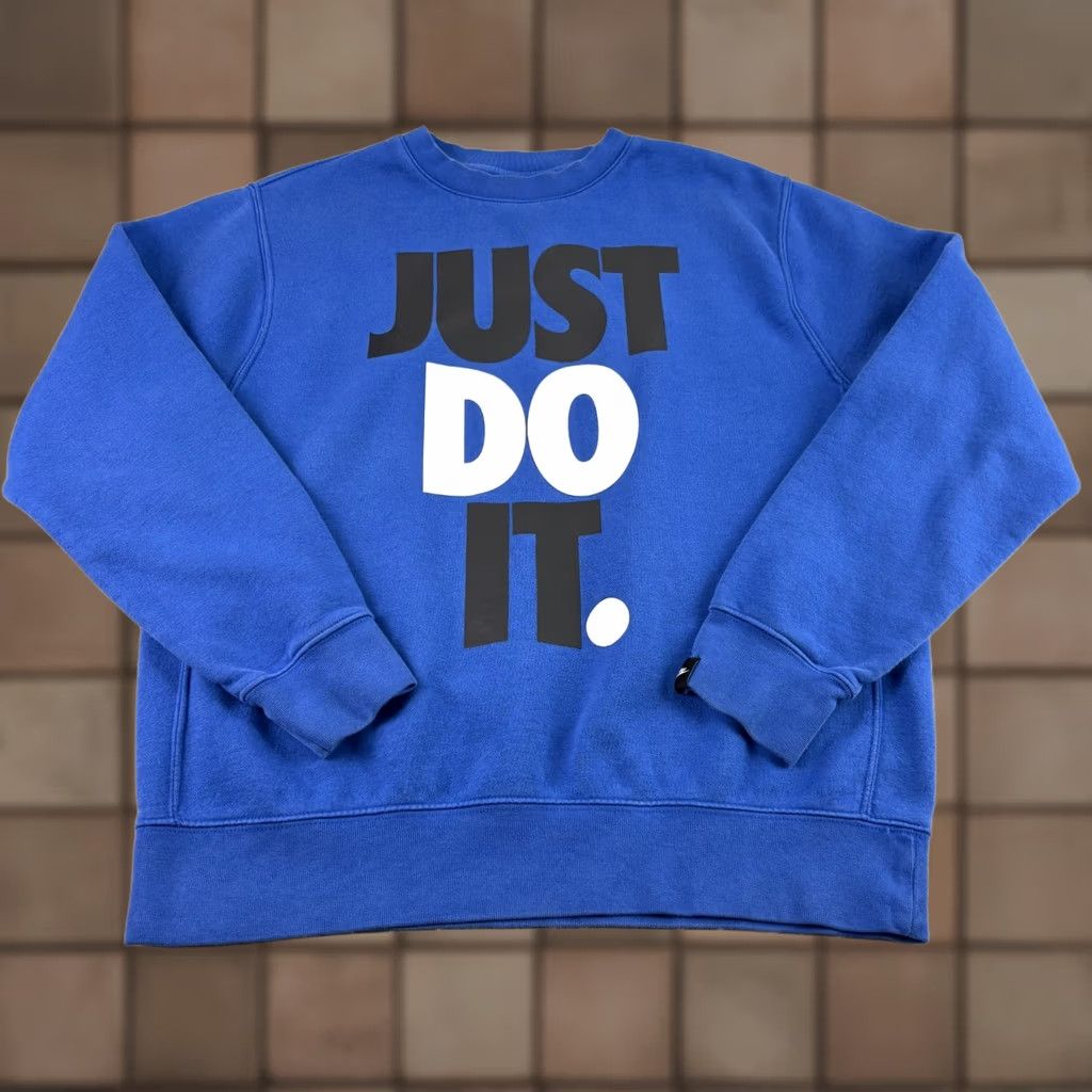 Nike Nike Sportswear Sweatshirt Mens M Blue Just Do It Pullover Graphic Crew Neck Long Sleeve Logo Cotton Blend Regular Shirt Size US M / EU 48-50 / 2 - 1 Thumbnail