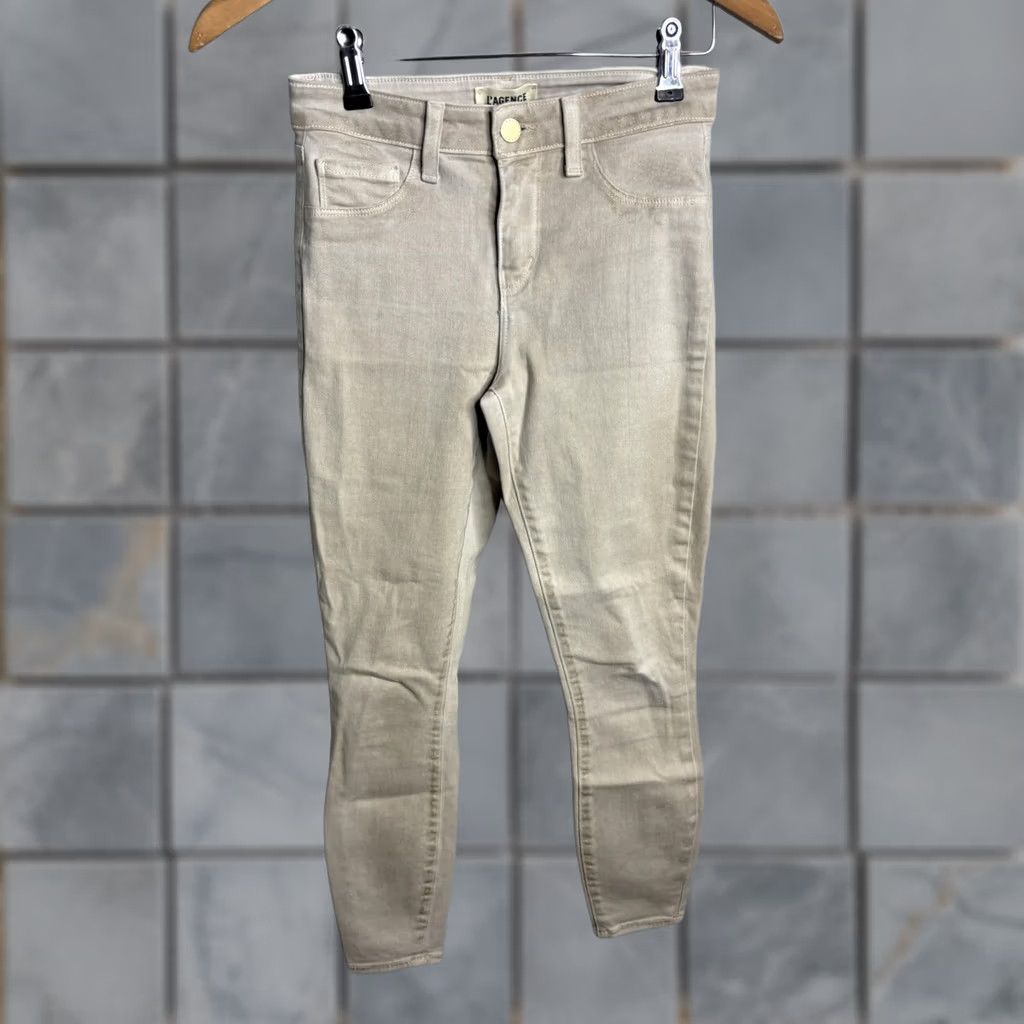 L'AGENCE L'AGENCE Jeans Womens 24 Beige Skinny Stretch Light Wash Denim Ankle Pants USA Size 42" / US 20 - 1 Thumbnail