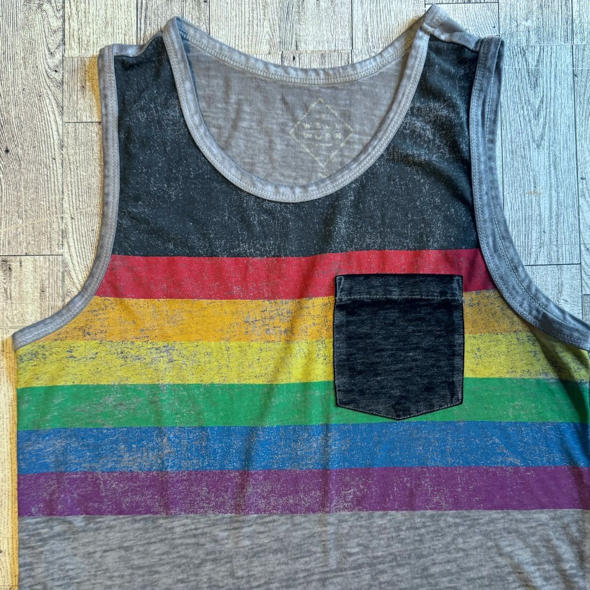 Vintage Vintage, Sheer, Rainbow Striped, Sleeveless Muscle Tank Size US S / EU 44-46 / 1 - 4 Thumbnail