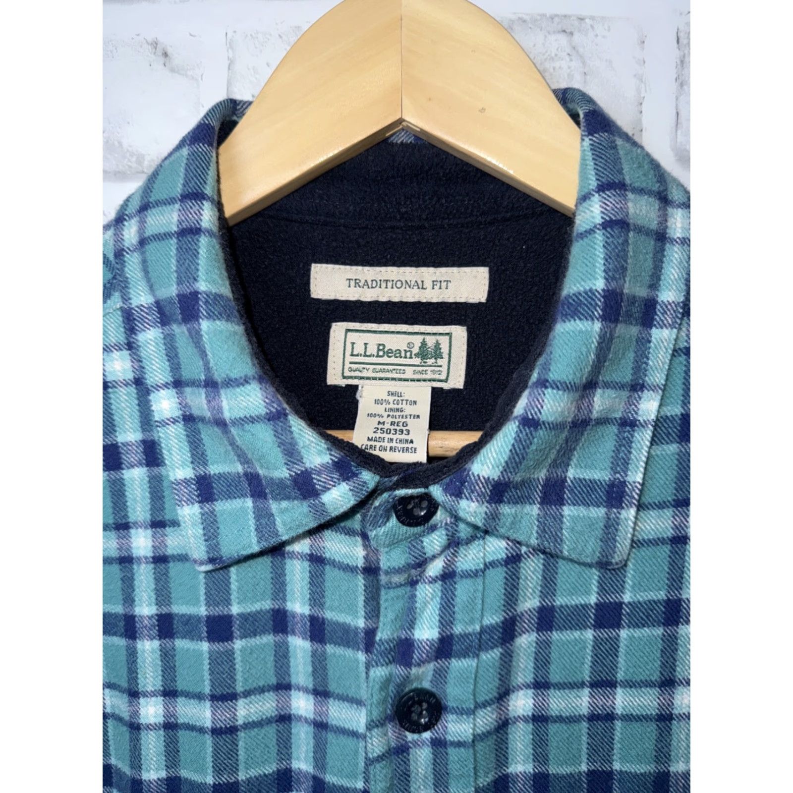 Vintage LL Bean Shirt Jacket Plaid Flannel Fleece Lined Blue Mens M Traditional Fit Jacket Size US M / EU 48-50 / 2 - 2 Thumbnail