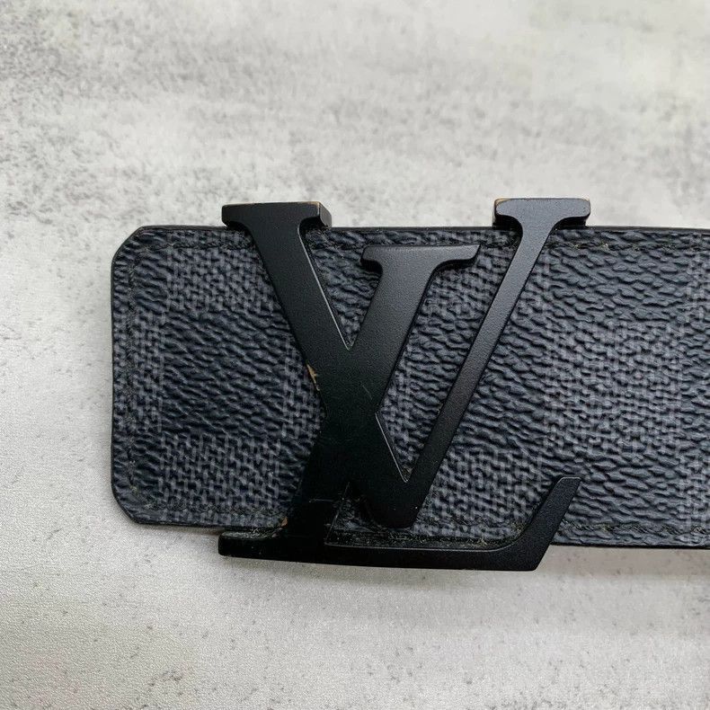 Louis Vuitton Black Checkered Pattern Leather Belt-2506 Size ONE SIZE - 8 Thumbnail