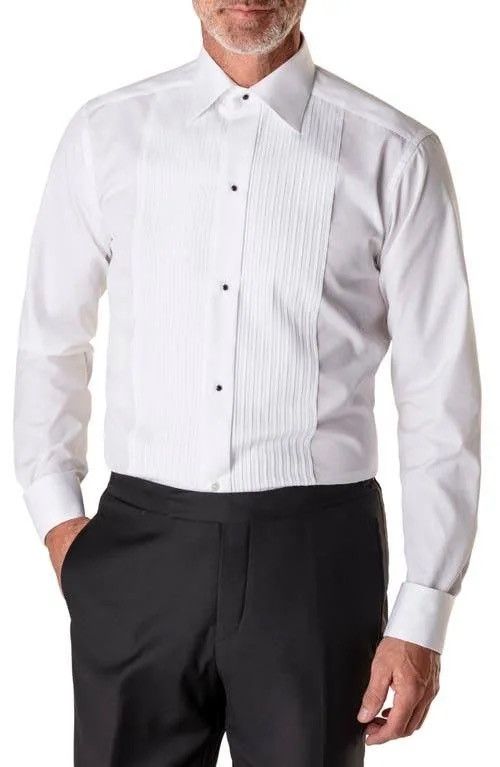 Eton Eton White Plissé Tuxedo Shirt-Size 47 / 18.5-French Cuff Size US XL / EU 56 / 4 - 3 Thumbnail