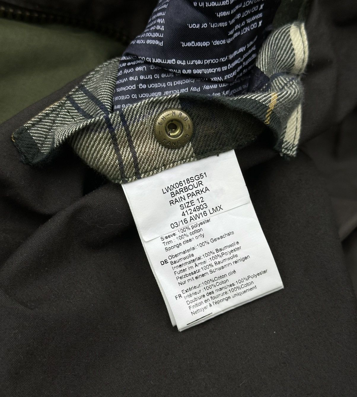 Barbour Barbour Rain Parka Waxed Cotton Green Women’s Jacket UK 12 Size M / US 6-8 / IT 42-44 - 15 Thumbnail
