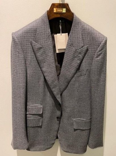 image of Tom Ford O1W1Db10124 Wool Blazer In Grey/black, Men's (Size XL)