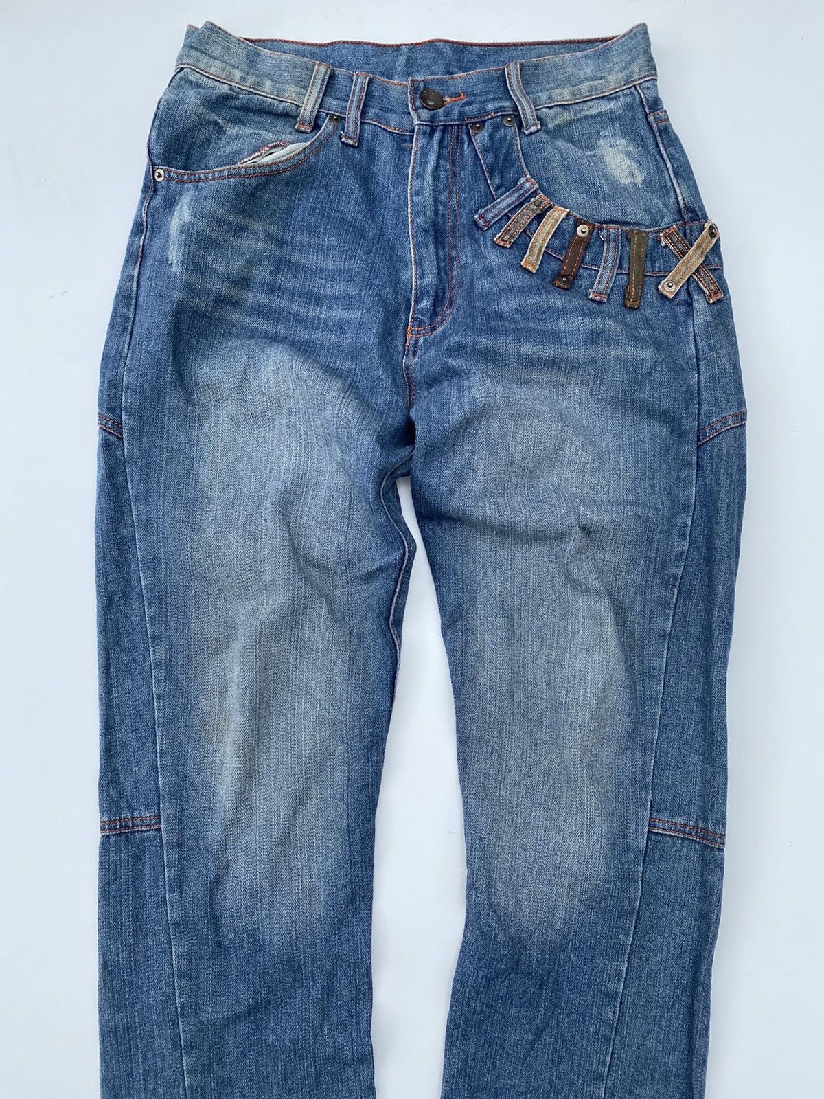 Japanese Brand × Vintage ✅️Vtg Denim Double Waist Rare Design Size US 31 - 4 Thumbnail