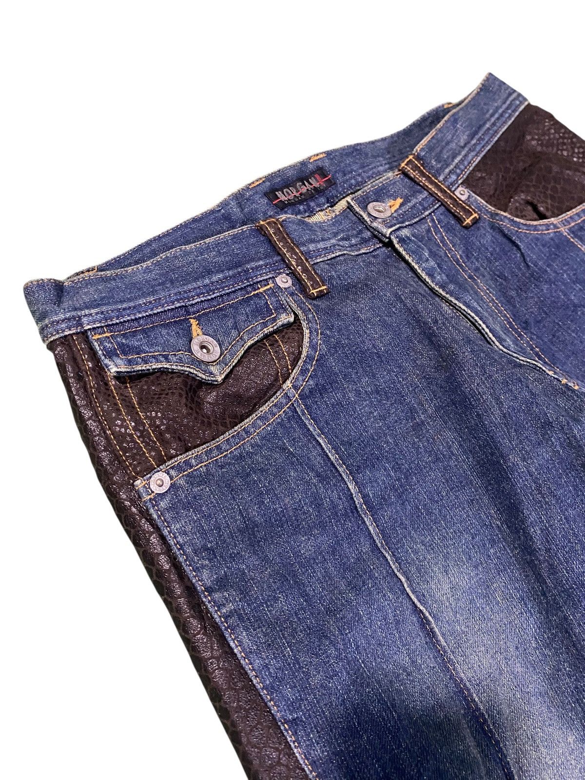 Morgan Homme Morgan Homme Denim Jeans snake Leather Biker Flare Bootcut Size US 32 / EU 48 - 7 Thumbnail
