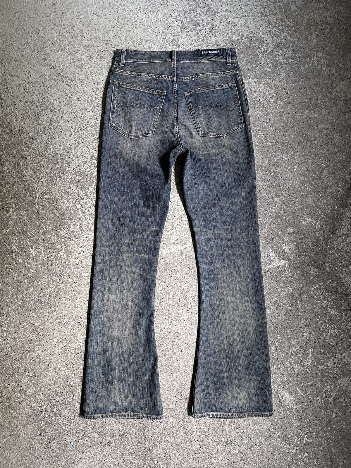 image of Balenciaga Fw23 Flared Bootcut Italian Ring Denim in Blue, Men's (Size 30)