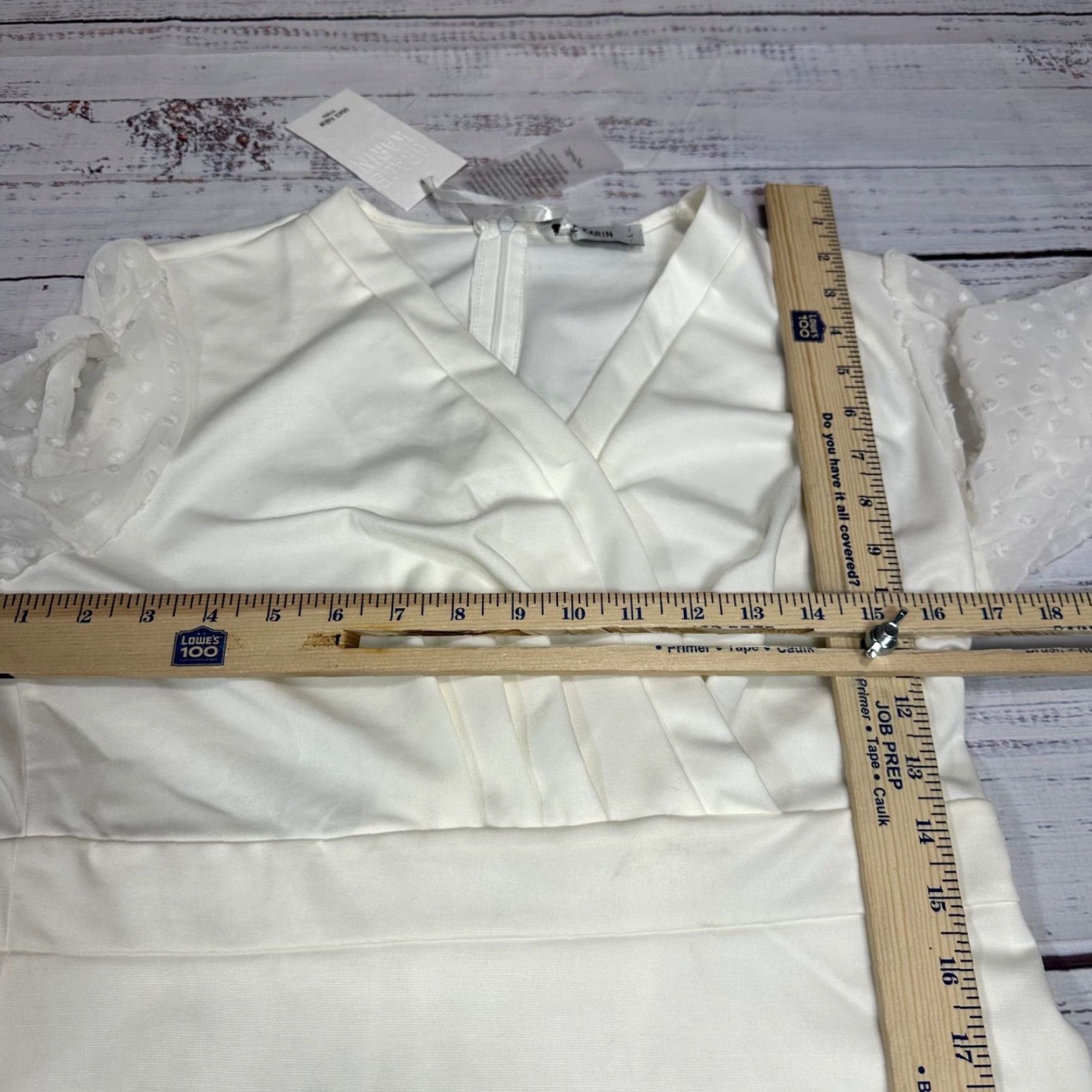 Vintage Grace Karin White Knee Length Sheer Swiss Dot Sleeve Dress L White Womens Dress Size L / US 10 / IT 46 - 3 Thumbnail