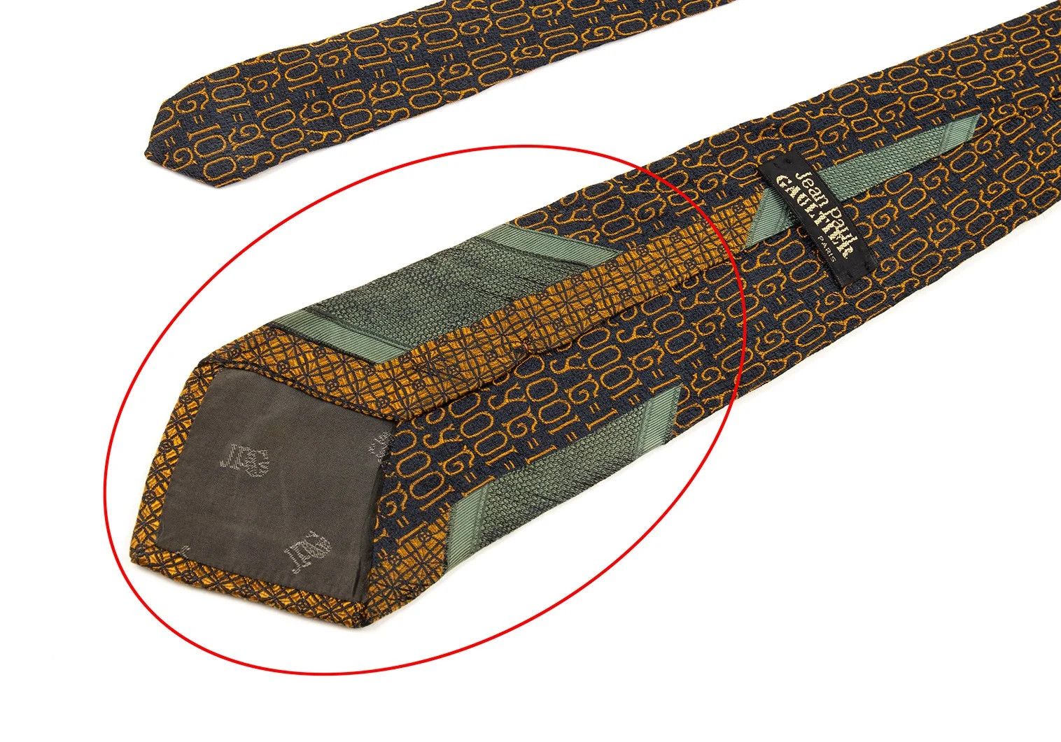 Jean Paul Gaultier Silk Manager Guard Tie in Orange, Green, and Black Size ONE SIZE - 7 Thumbnail