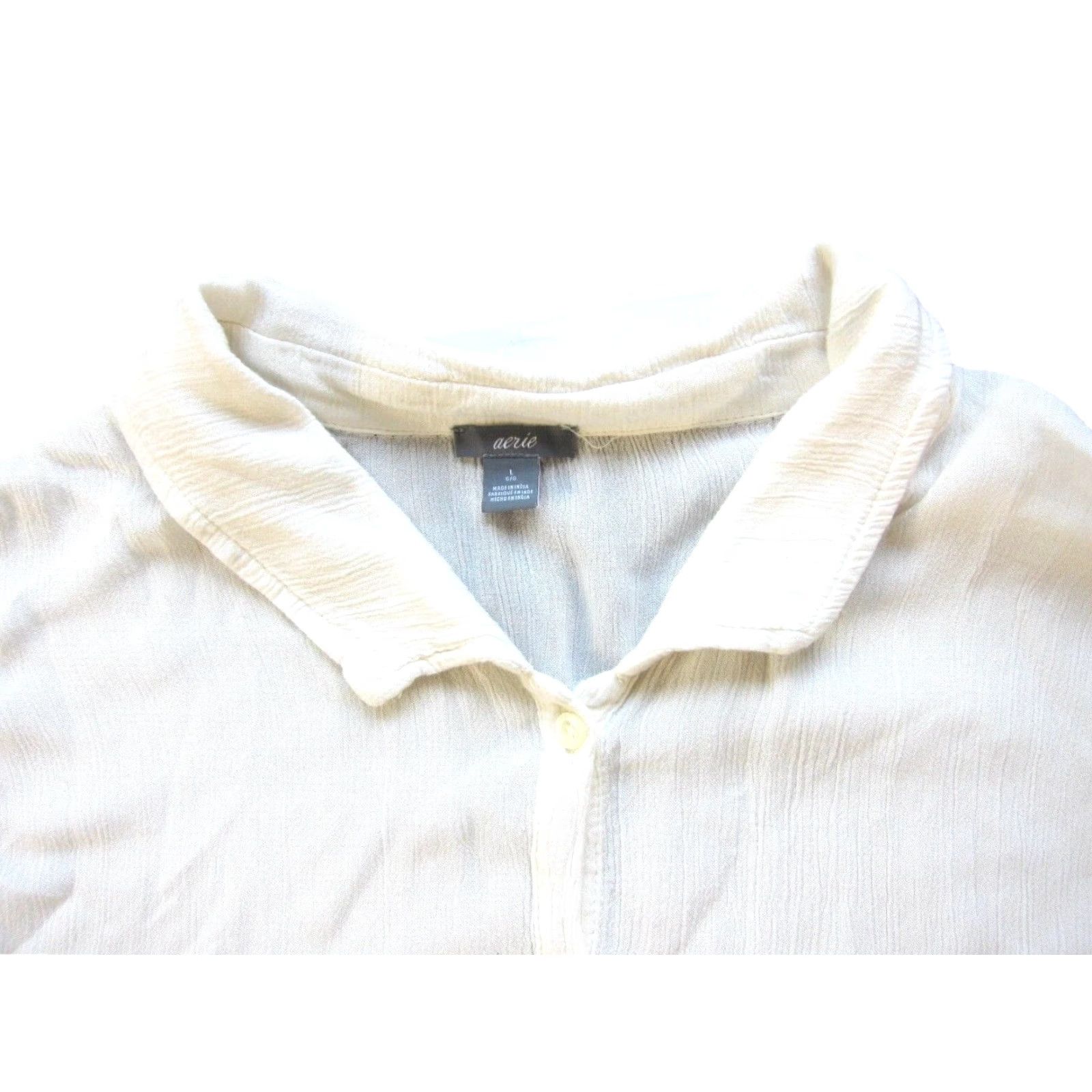 Vintage Aerie White Collared 3/4 Sleeve Button Up Peasant Blouse Woman Large Size L / US 10 / IT 46 - 5 Thumbnail