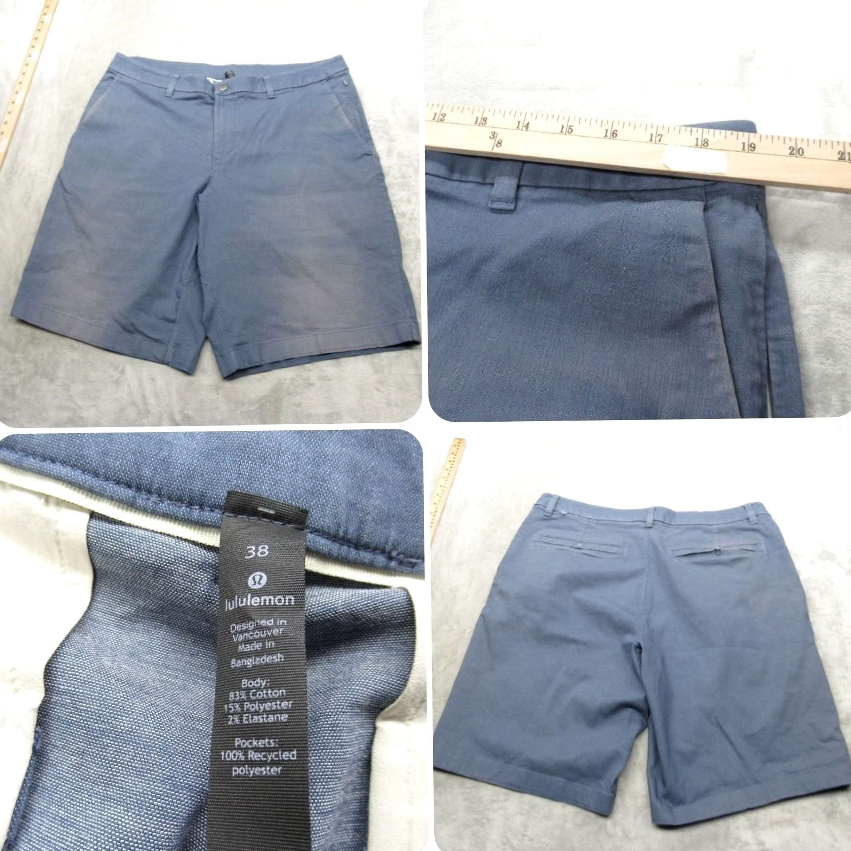 Lululemon Lululemon Commission Shorts Mens 38 Blue Zip Fly Pockets Chino Casual Golf Athletic Size US 38 / EU 54 - 2 Thumbnail