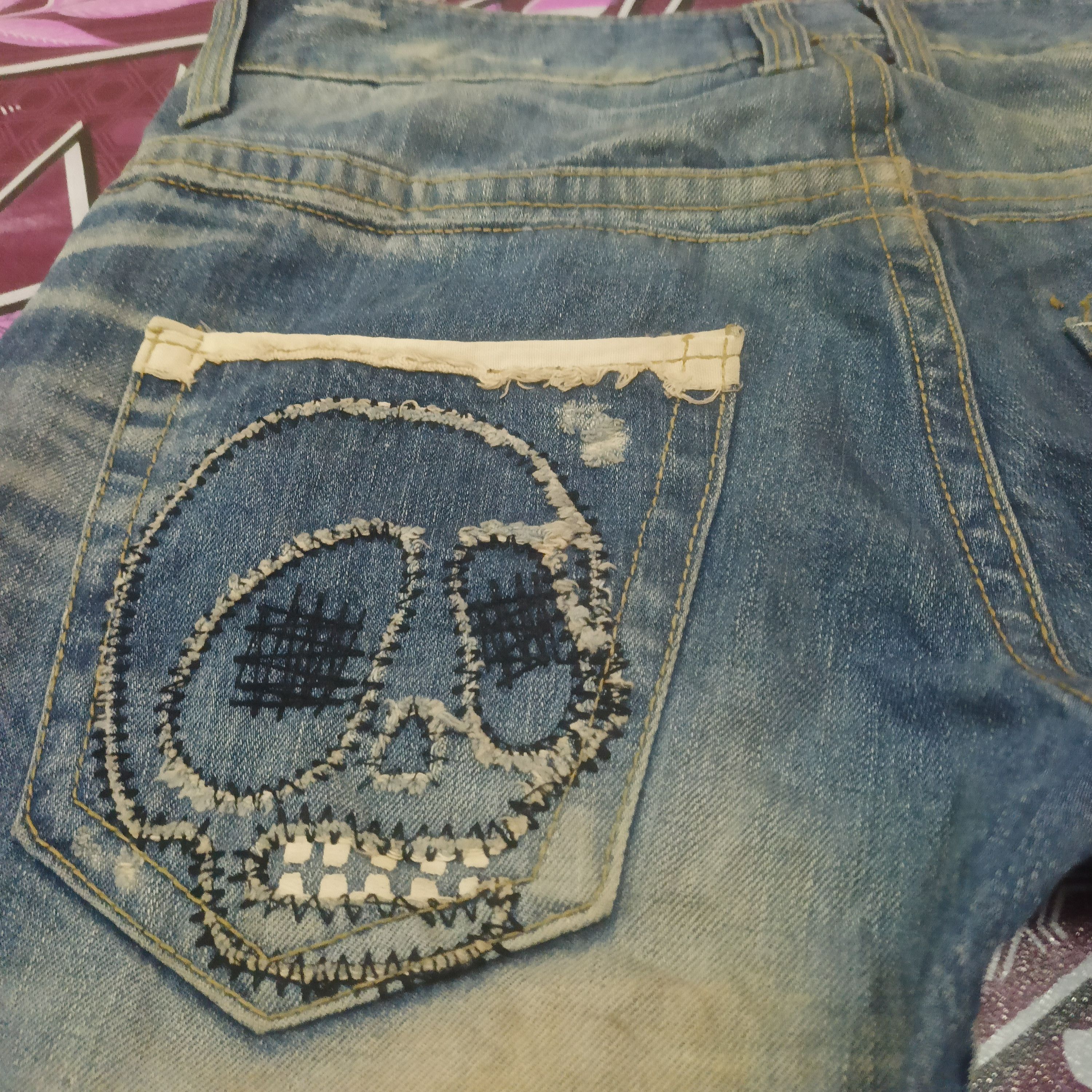If Six Was Nine Sick Lolita Jeans Skull Distressed Jeans Size US 33 - 19 Thumbnail