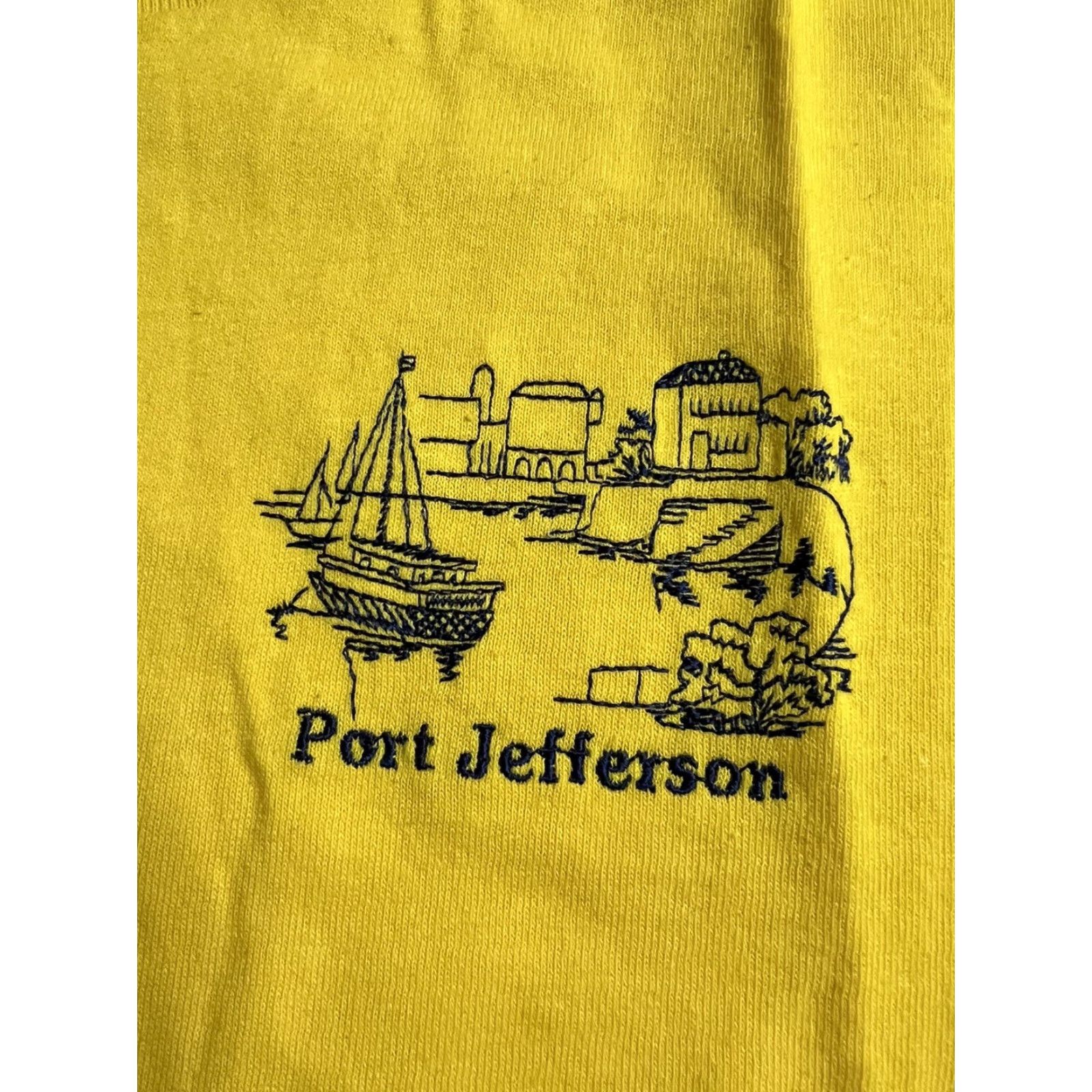 Delta VINTAGE Delta T-Shirt Port Jefferson New York Yellow Short Sleeve Embroidered Small S Mens Crew Neck Cotton Size US S / EU 44-46 / 1 - 4 Thumbnail