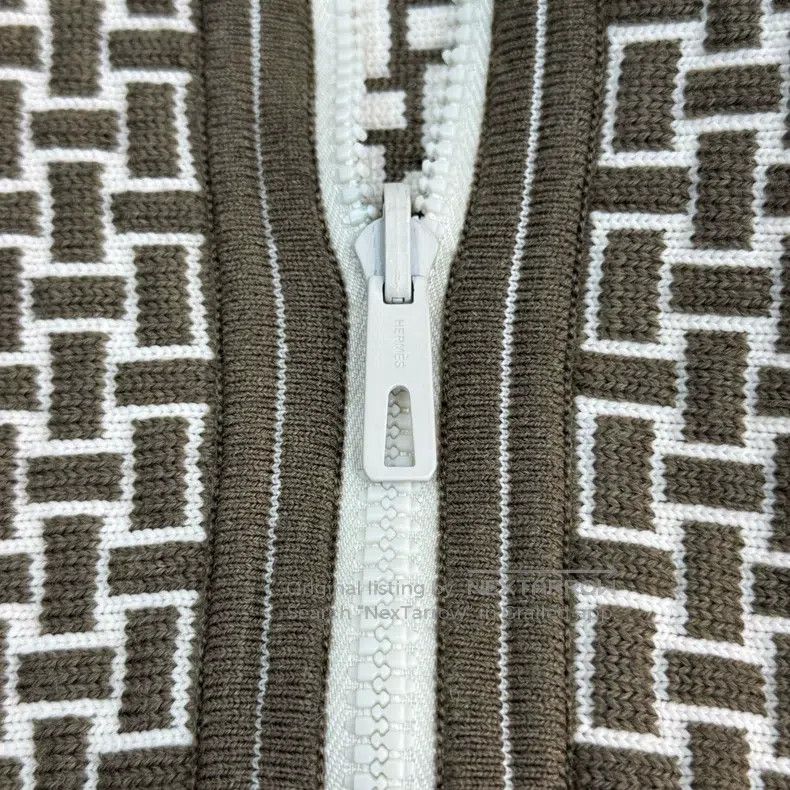 Hermes Hermes Brown Full Logo Wool Zip Cardigan Size XS / US 0-2 / IT 36-38 - 7 Thumbnail
