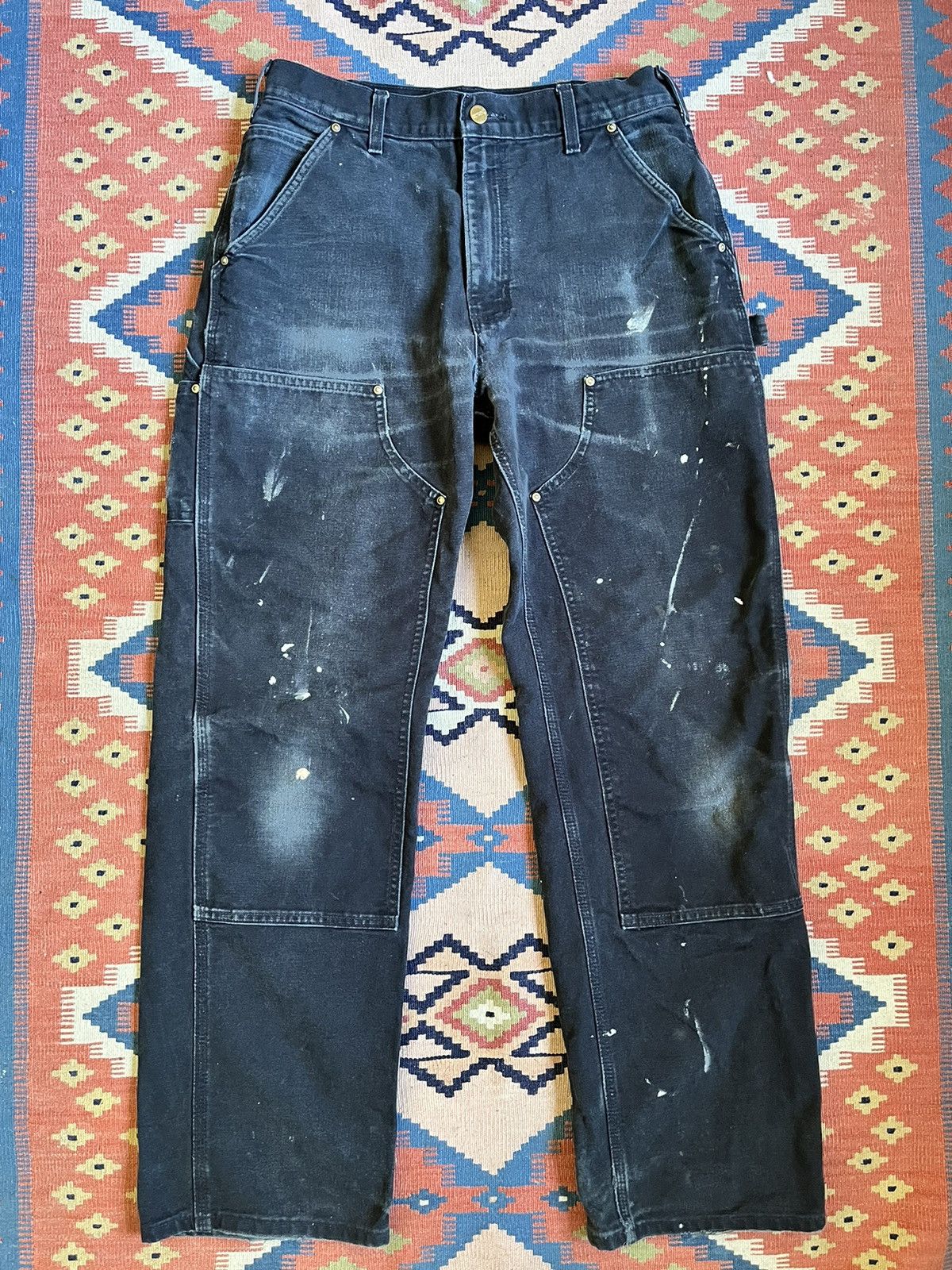 image of Vintage Carhartt Double Knee Black Paint Splatter, Men's (Size 32)
