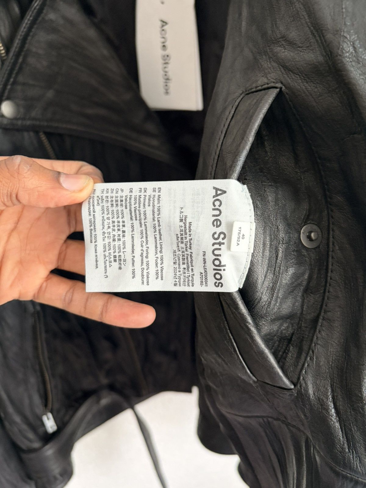 Acne Studios Acne Studios Crinkled leather biker jacket Size US M / EU 48-50 / 2 - 9 Thumbnail