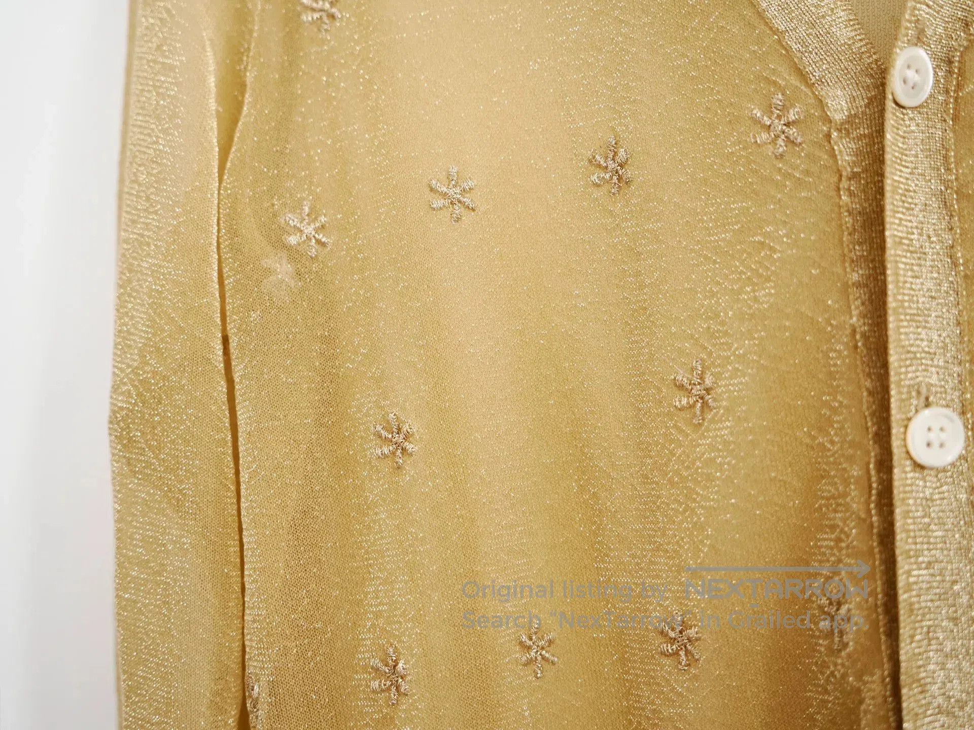 Comme des Garcons gold embroidered lightweight knit cardigan. Size XXS / US 00 / IT 34 - 4 Thumbnail