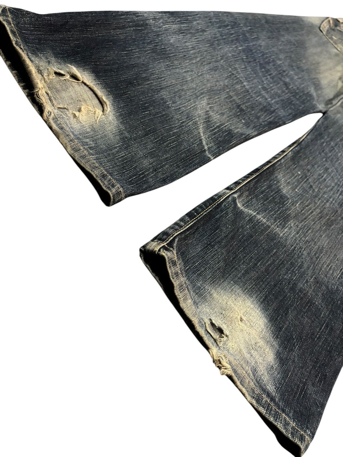Edwin × Japanese Brand 90s Vtg Edwin 503RV Distressed Faded Straight Cut Jeans Size US 36 / EU 52 - 7 Thumbnail