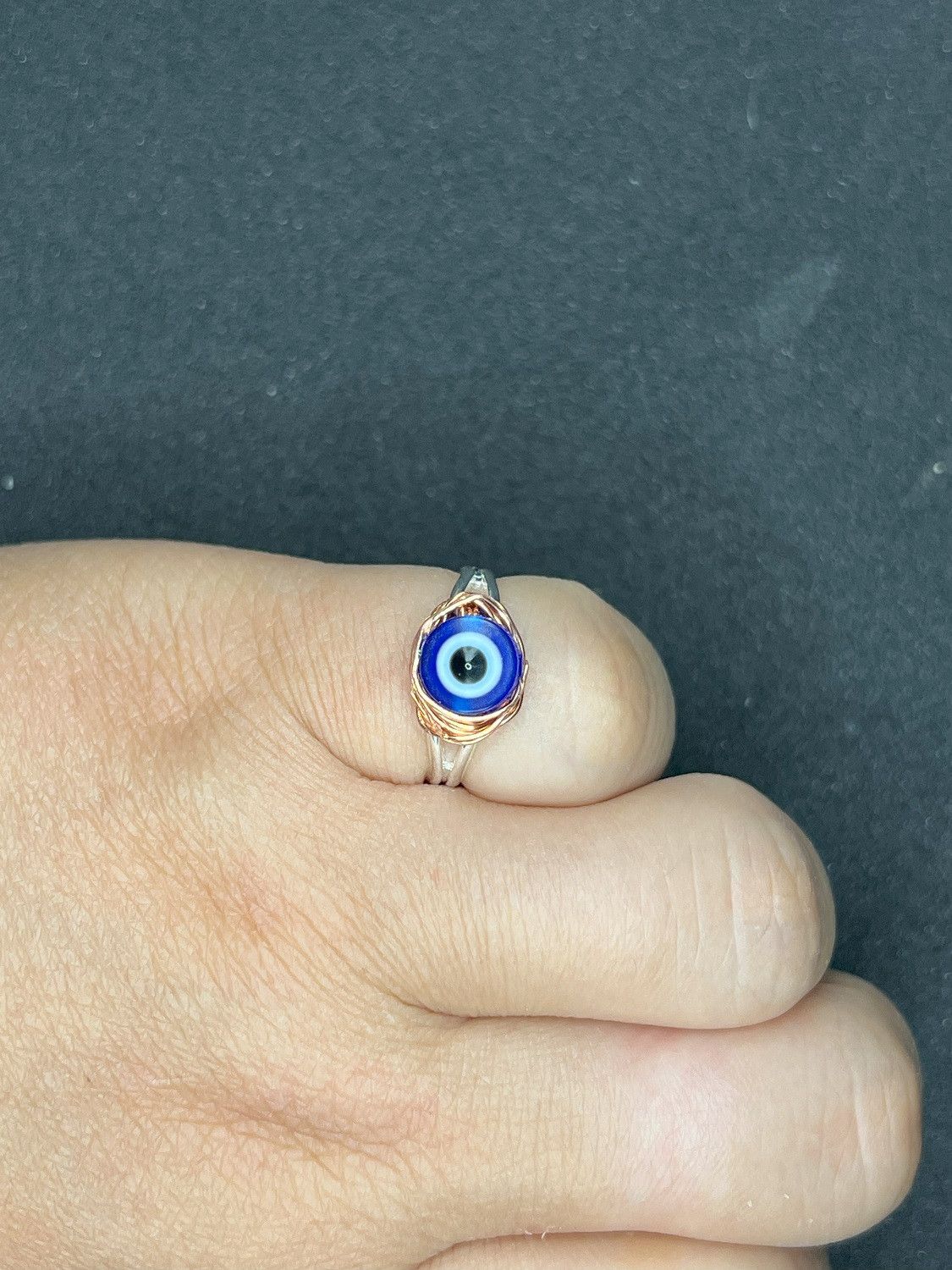Handmade Evil eye silver ring - size 6 Size ONE SIZE - 3 Thumbnail