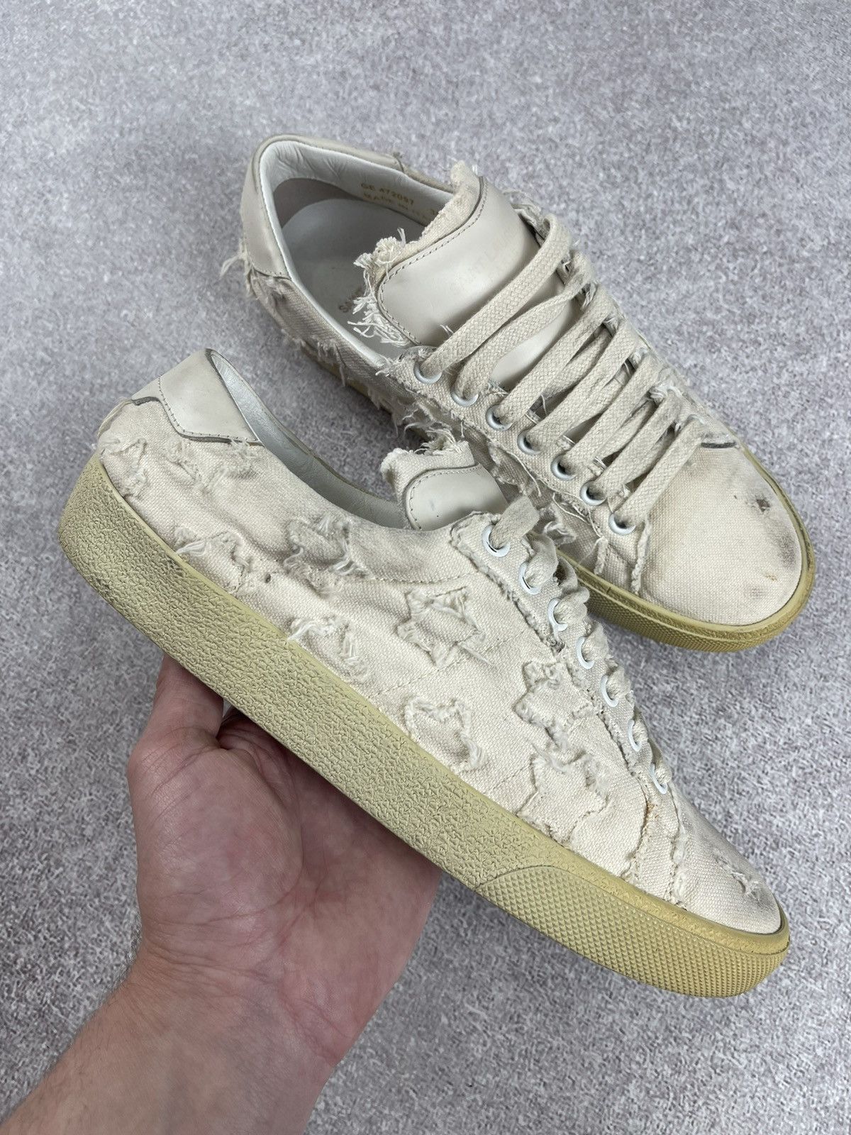 Saint Laurent Paris × Yves Saint Laurent Saint Laurent Paris Distressed Denim Sneakers Size 38 Size US 8 / IT 38 - 12 Thumbnail