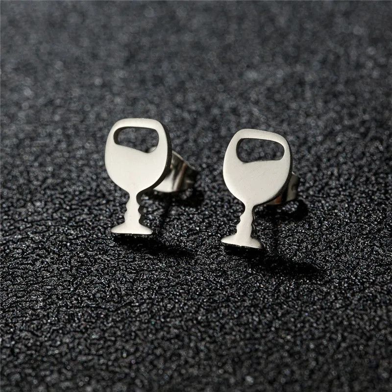 Jewelry Wine Glasses Mini Stud Earrings Charm Earring Gift Size ONE SIZE - 1 Thumbnail
