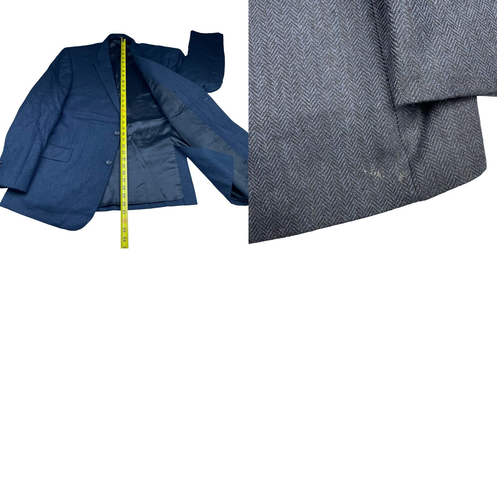 Jos. A. Bank Jos A Bank Men’s Blazer Navy Blue Herringbone 100% Wool 2-Button 48R Jacket Coat Regular Mens Size 48R - 9 Thumbnail