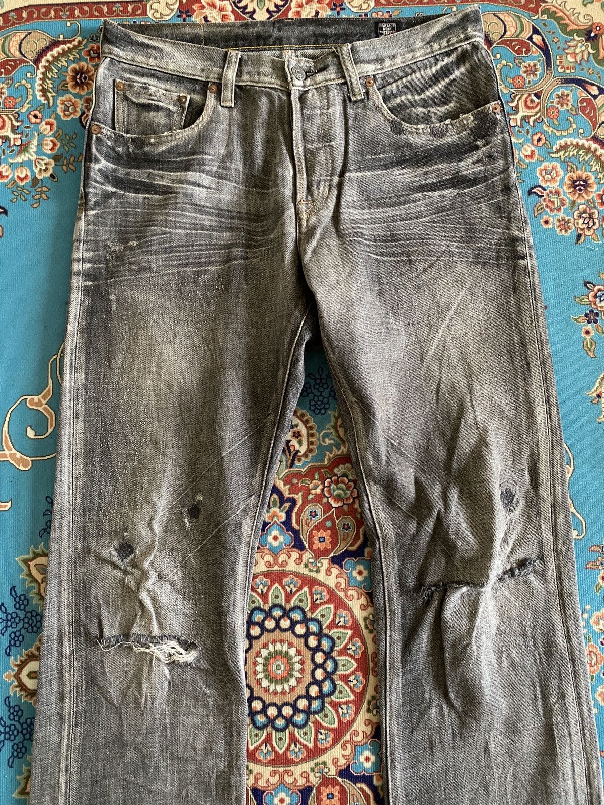Japanese Brand Japanese Brand Bartack Distressed Denim Size US 31 - 4 Thumbnail