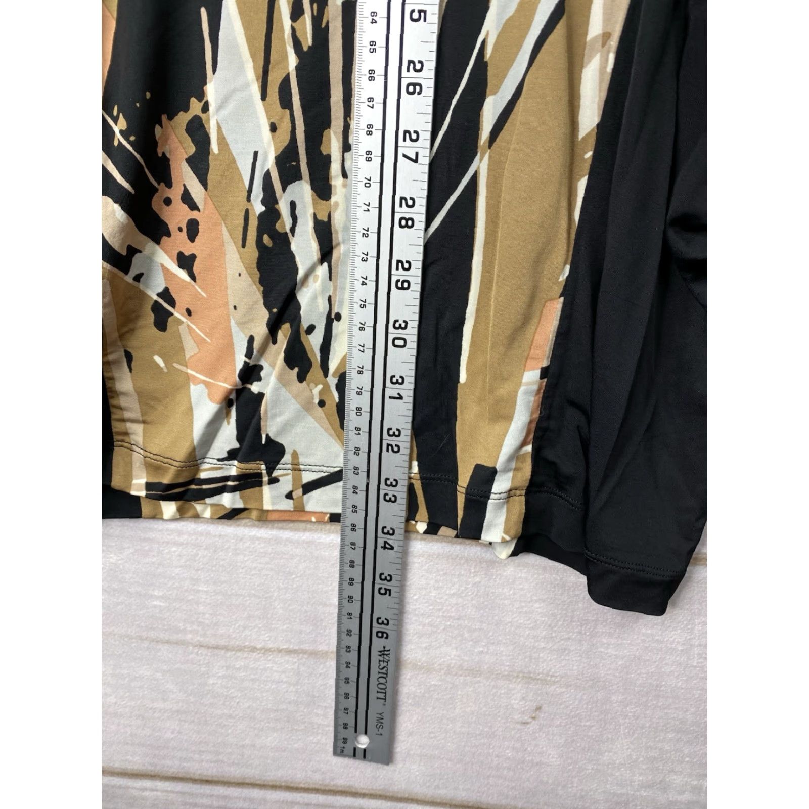 Bcbgmaxazria BCBGMAXAZRIA Dress S Black Abstract Jersey Knit Ruched Sides Boat Neck NWOT Women Dress Size S / US 4 / IT 40 - 4 Thumbnail