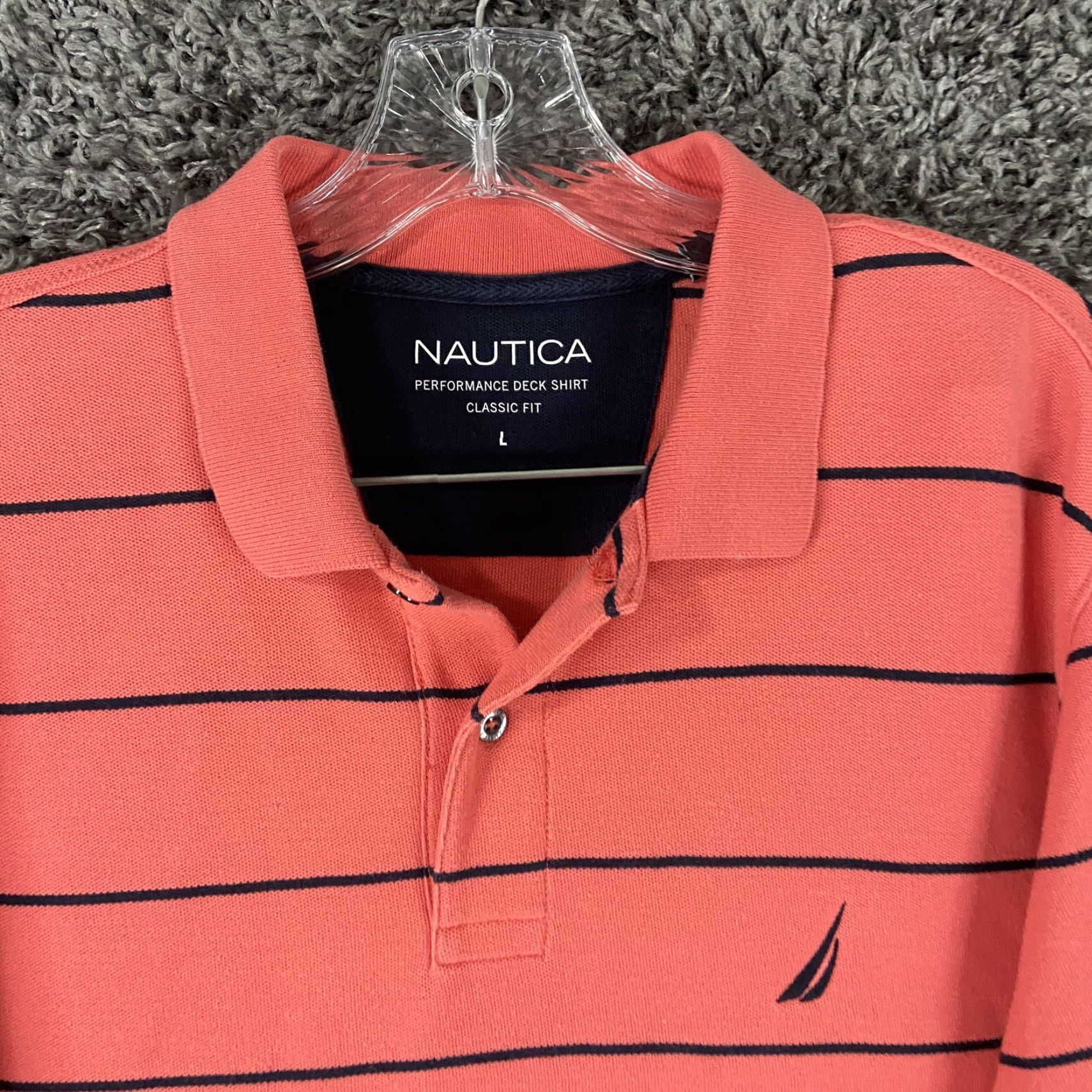 Nautica VINTAGE Nautica Polo Shirt Men’s L Short Sleeve Pink Blue Striped Deck Performance Size US L / EU 52-54 / 3 - 5 Thumbnail
