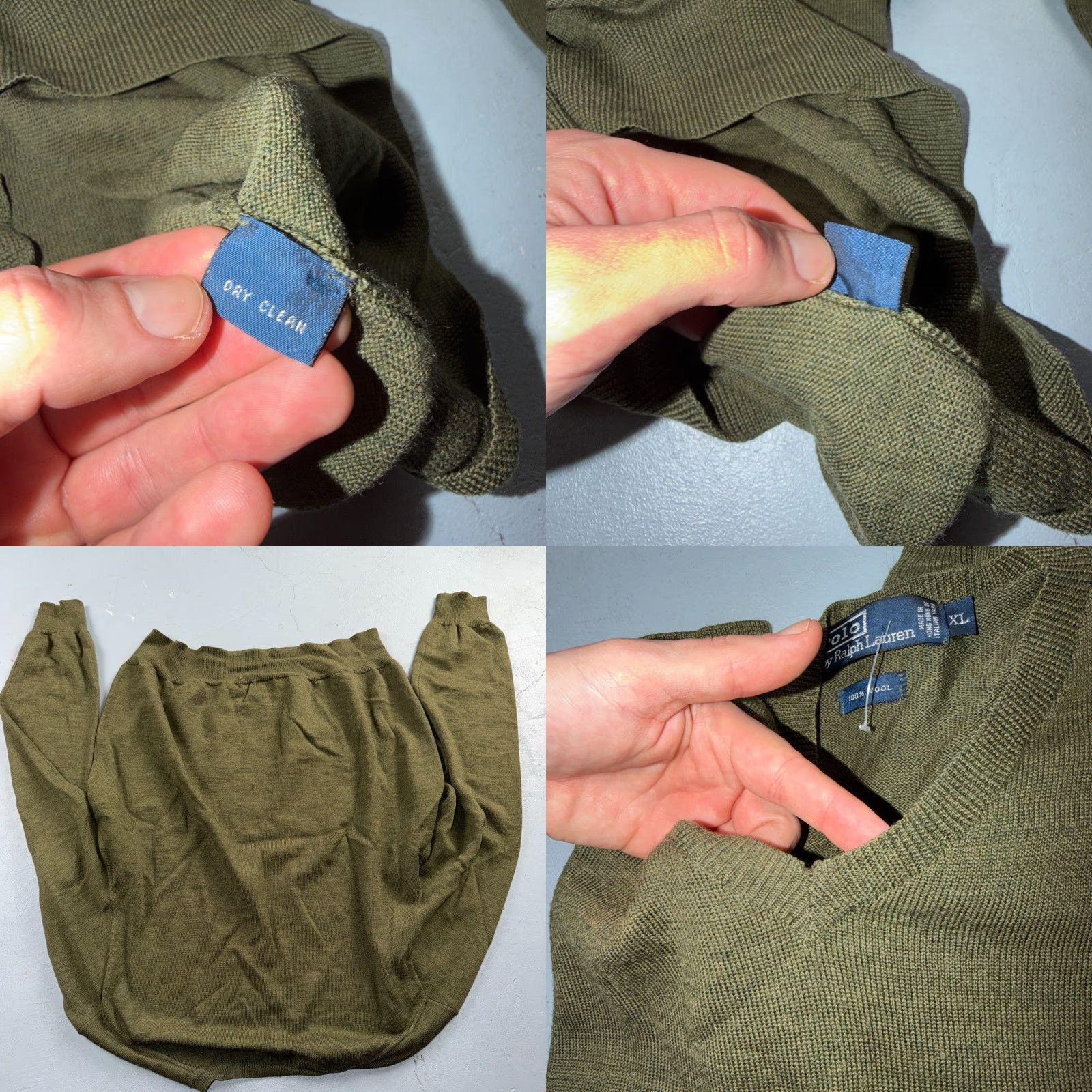 Polo Ralph Lauren VINTAGE Polo Ralph Lauren Wool Sweater V-Neck Mens XL Green Pullover Polo Ralph Lauren VTG Pullover Sweater Green Wool Solid Knit Long Sleeve Size US XL / EU 56 / 4 - 8 Thumbnail