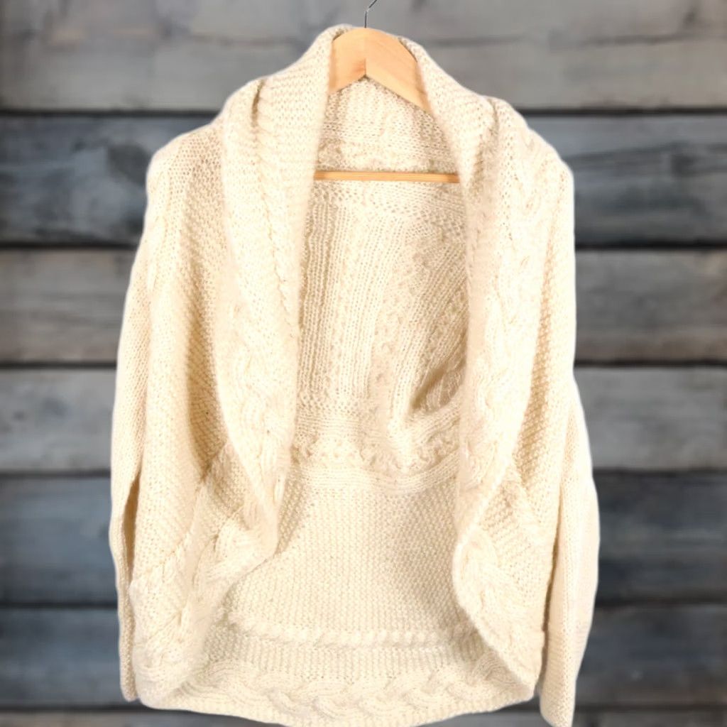 Vintage VINTAGE Wool Mohair Cardigan Sweater Women's Large Ivory Shawl Collar Knit Open Chunky-Knit Size L / US 10 / IT 46 - 1 Thumbnail