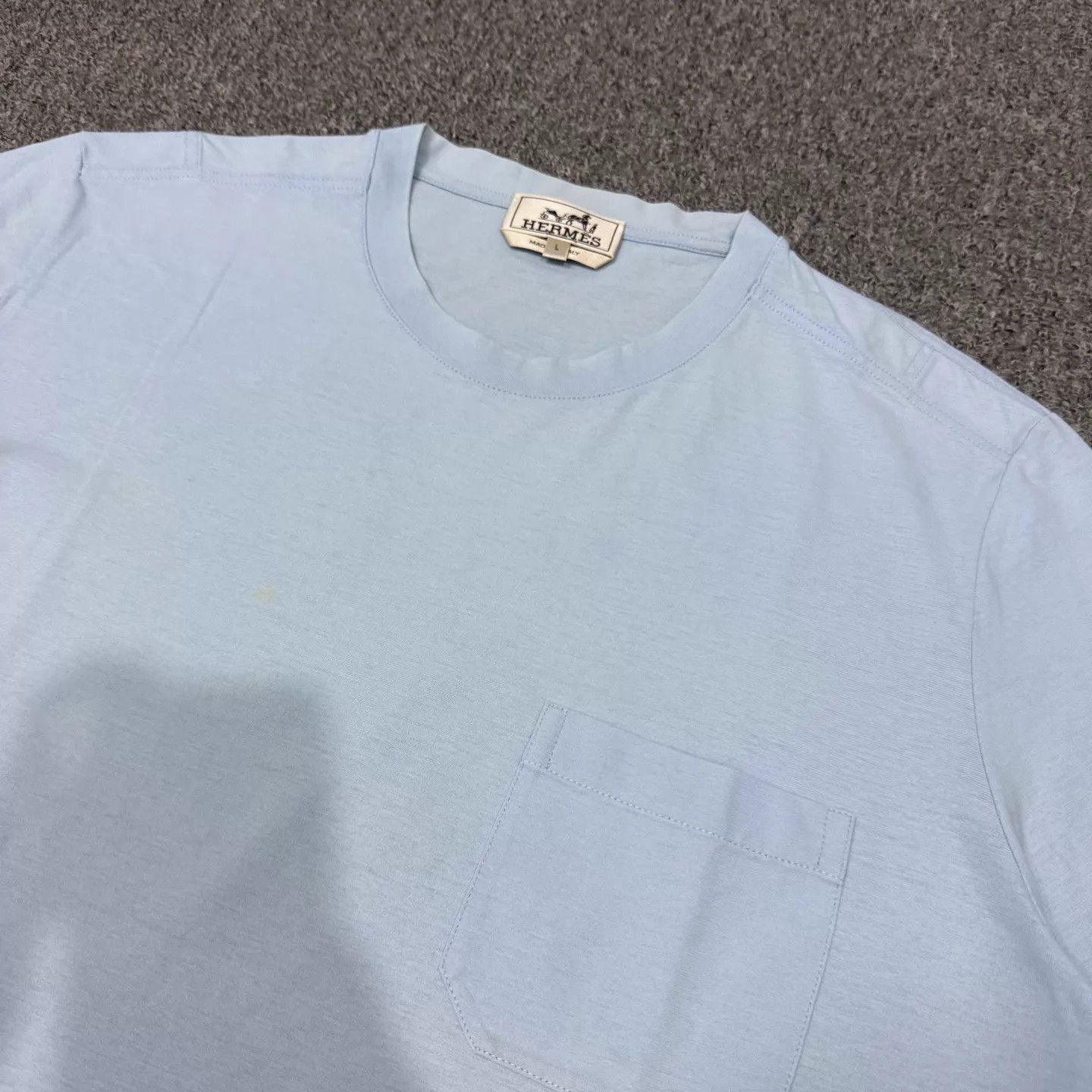 Hermes Hermes Blue Chest Pocket Short Sleeve L 95 New Size L / US 10 / IT 46 - 3 Thumbnail
