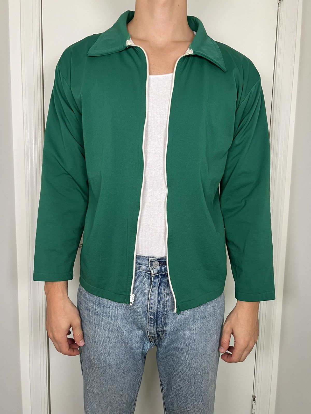 Vintage 70s Green Zip Up Size US L / EU 52-54 / 3 - 2 Thumbnail
