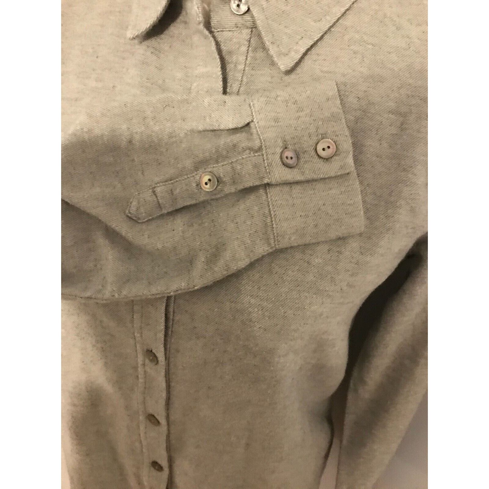 Eileen Fisher Eileen Fisher Organic Cotton Gray Flannel Button Blouse Size XXS / US 00 / IT 34 - 4 Thumbnail