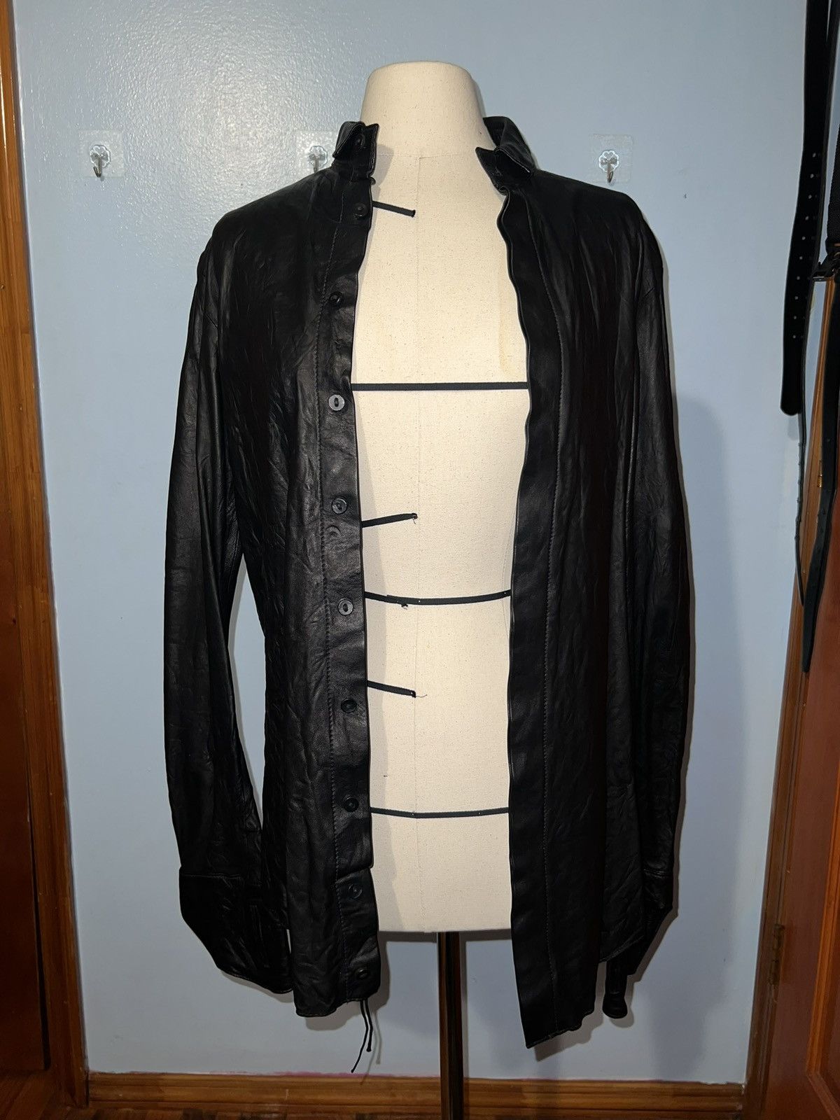 image of 11 By Boris Bidjan Saberi x Avant Garde Boris Bidjan Saberi Leather Shirt in Black (Size Medium)