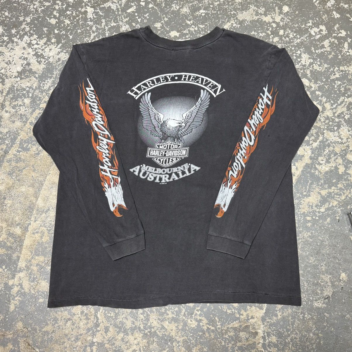 Vintage Harley Davidson Flame Flaming Eagle Long Sleeve Fade