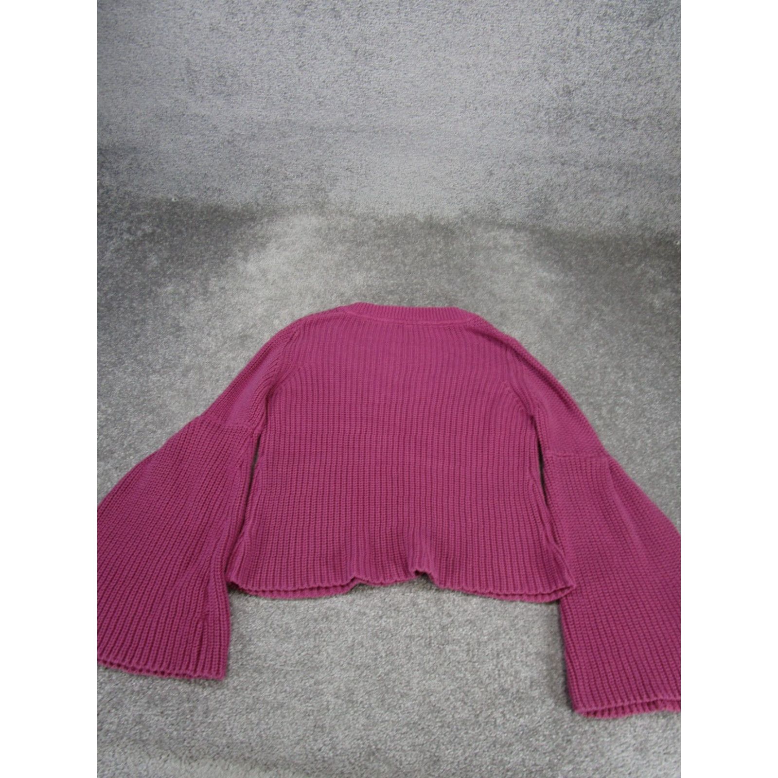 Free People Free People Sweater Womens Pink Cable-Knit V-Neck Long Sleeve S Pullover Flared Sleeve Size S / US 4 / IT 40 - 4 Thumbnail