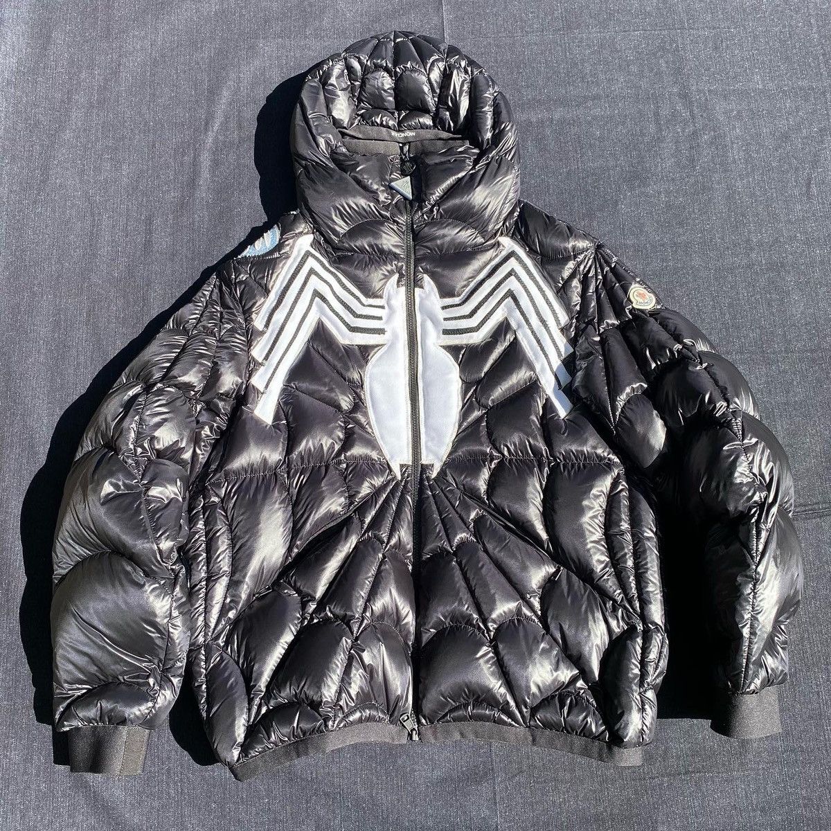 Custom Jacket Moncler 1 1 Custom Patchwork Moncler x Spiderman down jacket Grailed