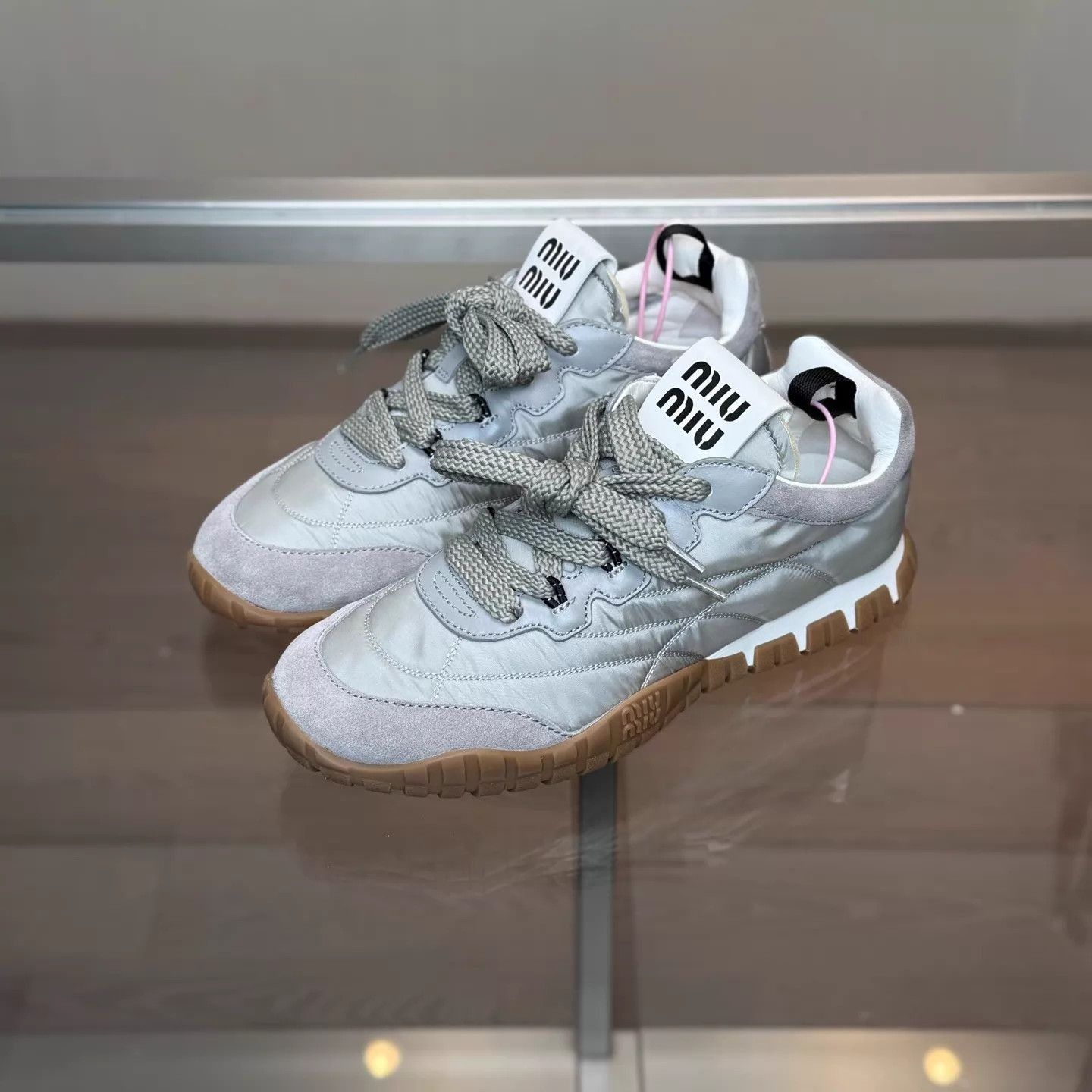 Miu Miu MIU MIU 26SS Tyre Cloud Gray Biscuit Trainer 36 Size US 5.5 / IT 35.5 - 1 Thumbnail