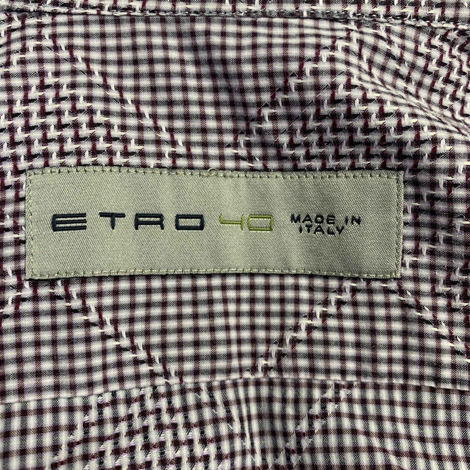 Etro Size M Purple Checkered Cotton Button Up Long Sleeve Shirt Size US M / EU 48-50 / 2 - 5 Thumbnail