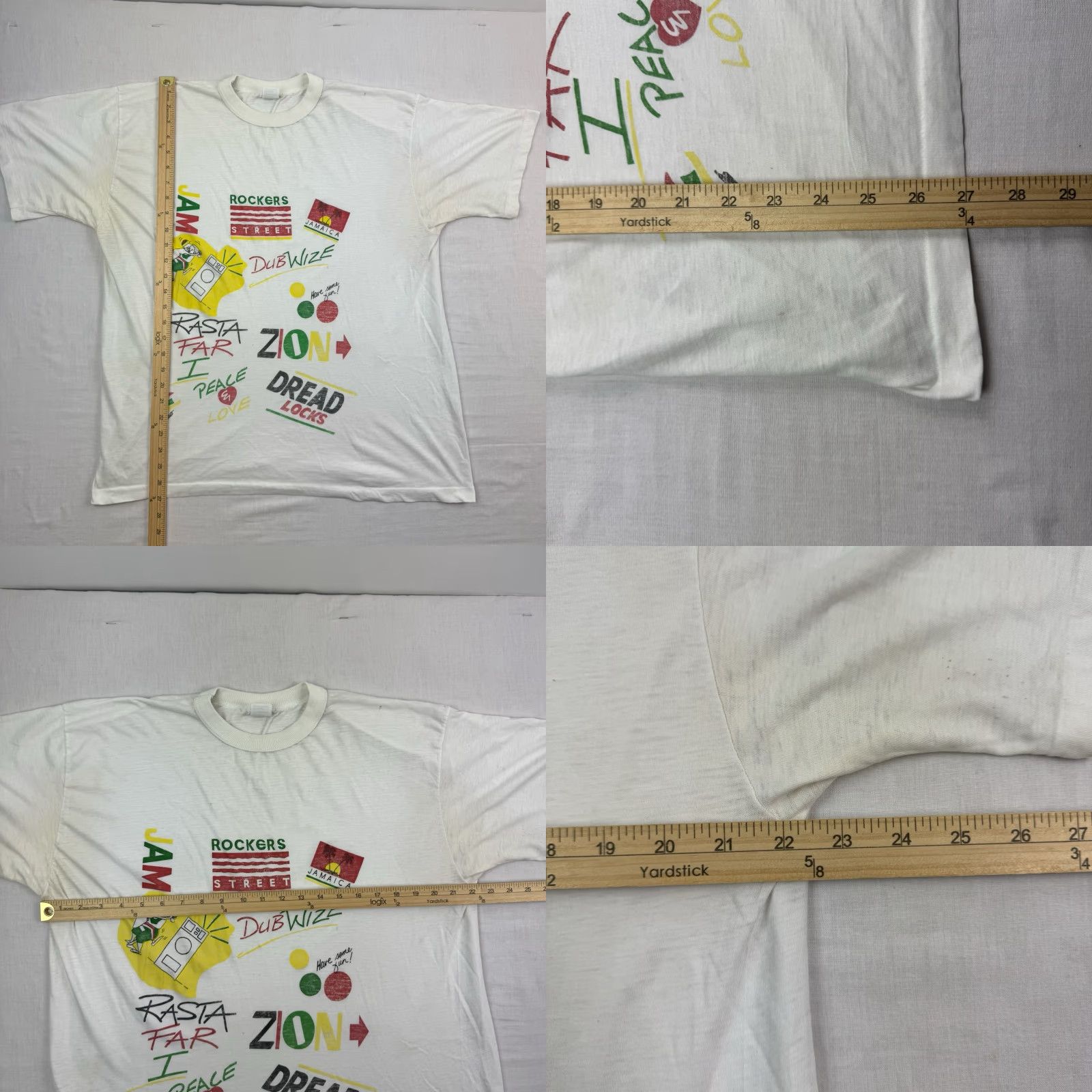 Vintage VINTAGE Jamaica Rasta T-Shirt Adult Medium White Graphic Print Grunge 80s Mens Size US M / EU 48-50 / 2 - 8 Thumbnail