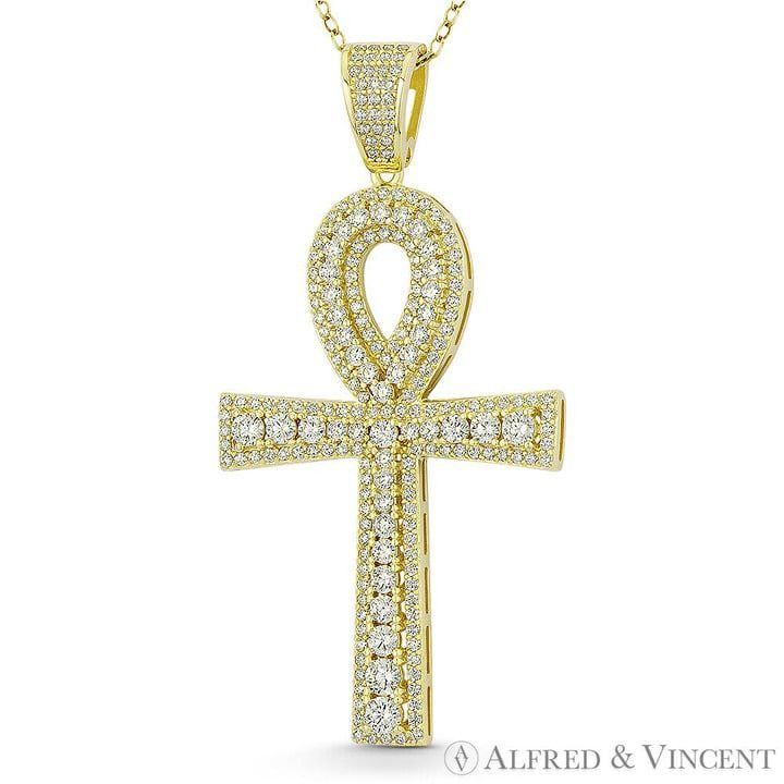 Other Egyptian Ankh Cross CZ Pave Pendant in 925 Sterling Silver Size ONE SIZE - 1 Preview