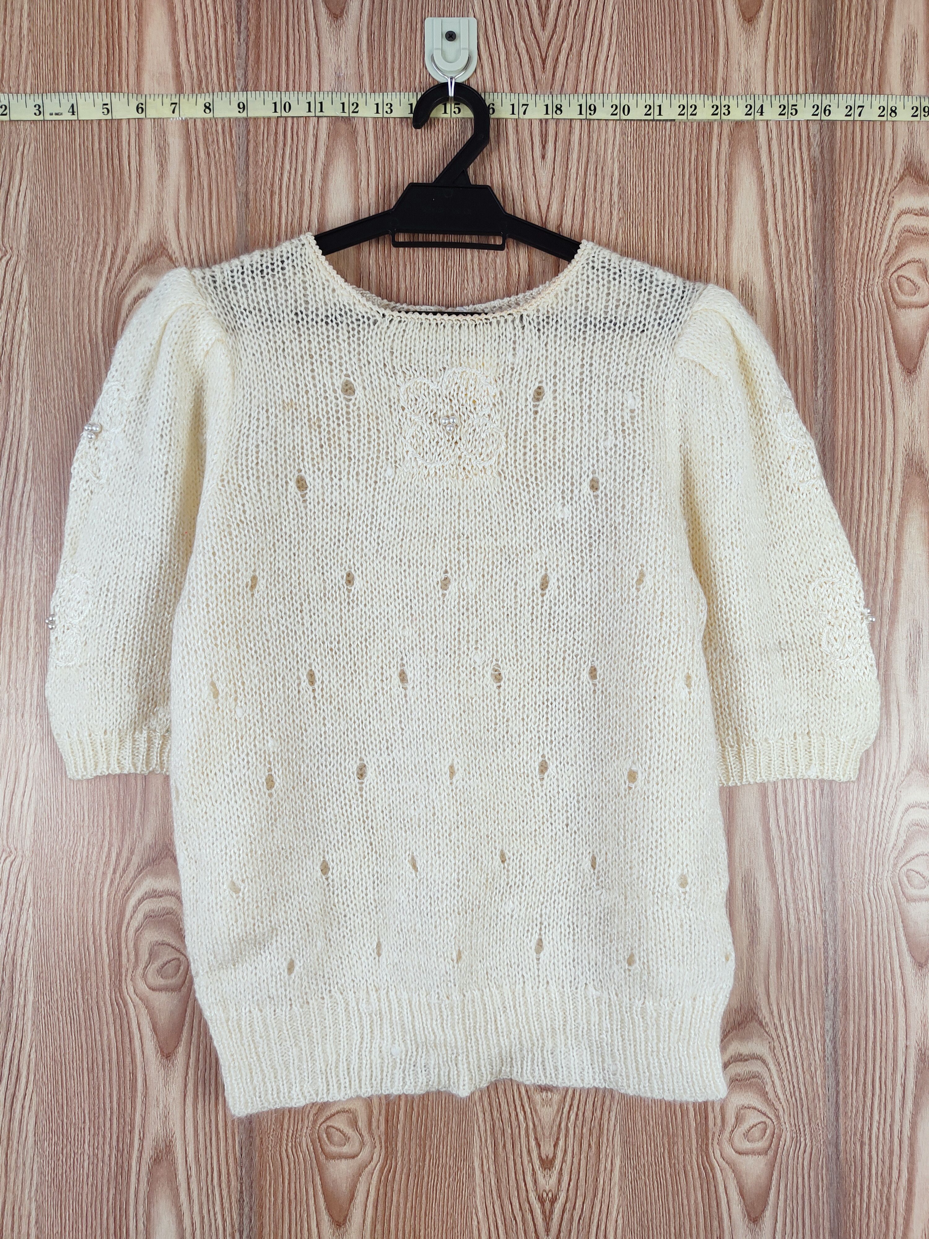 Tomatsu Boutique Cream Knitwear crochet Sweatshirts #W352