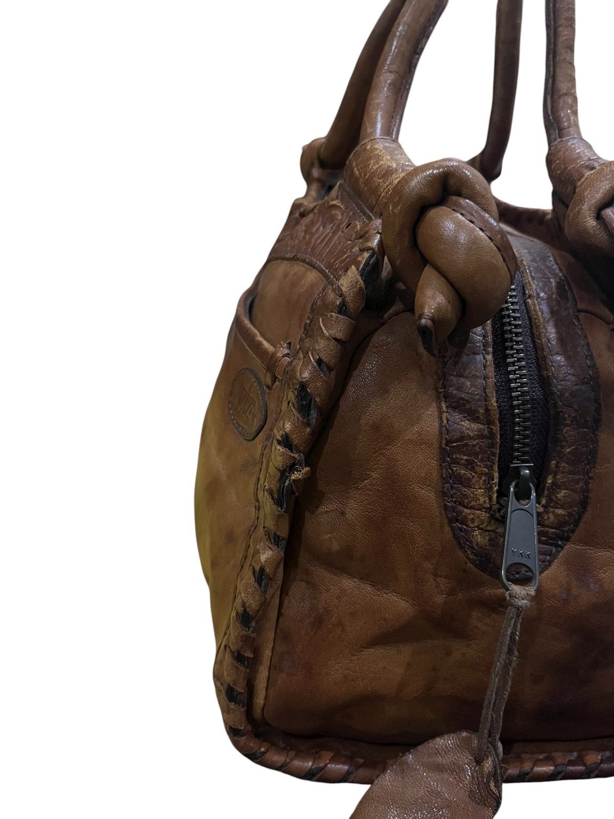 Japanese Brand vintage ibiza handle bag brown cream leather applique design Size ONE SIZE - 11 Thumbnail