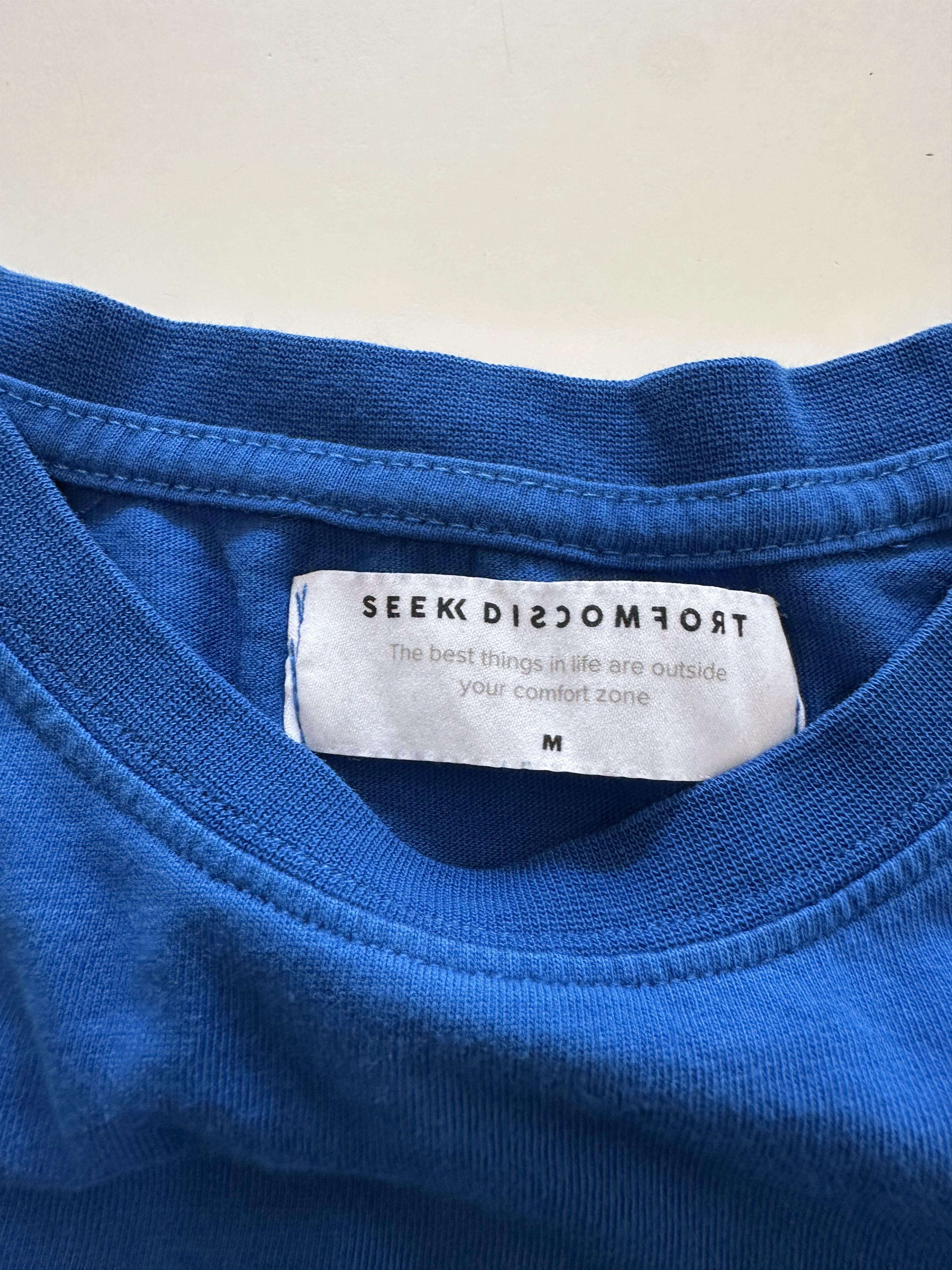 Other Seek Discomfort Medium Blue Vintage T Shirt Streetwear Size US M / EU 48-50 / 2 - 3 Thumbnail