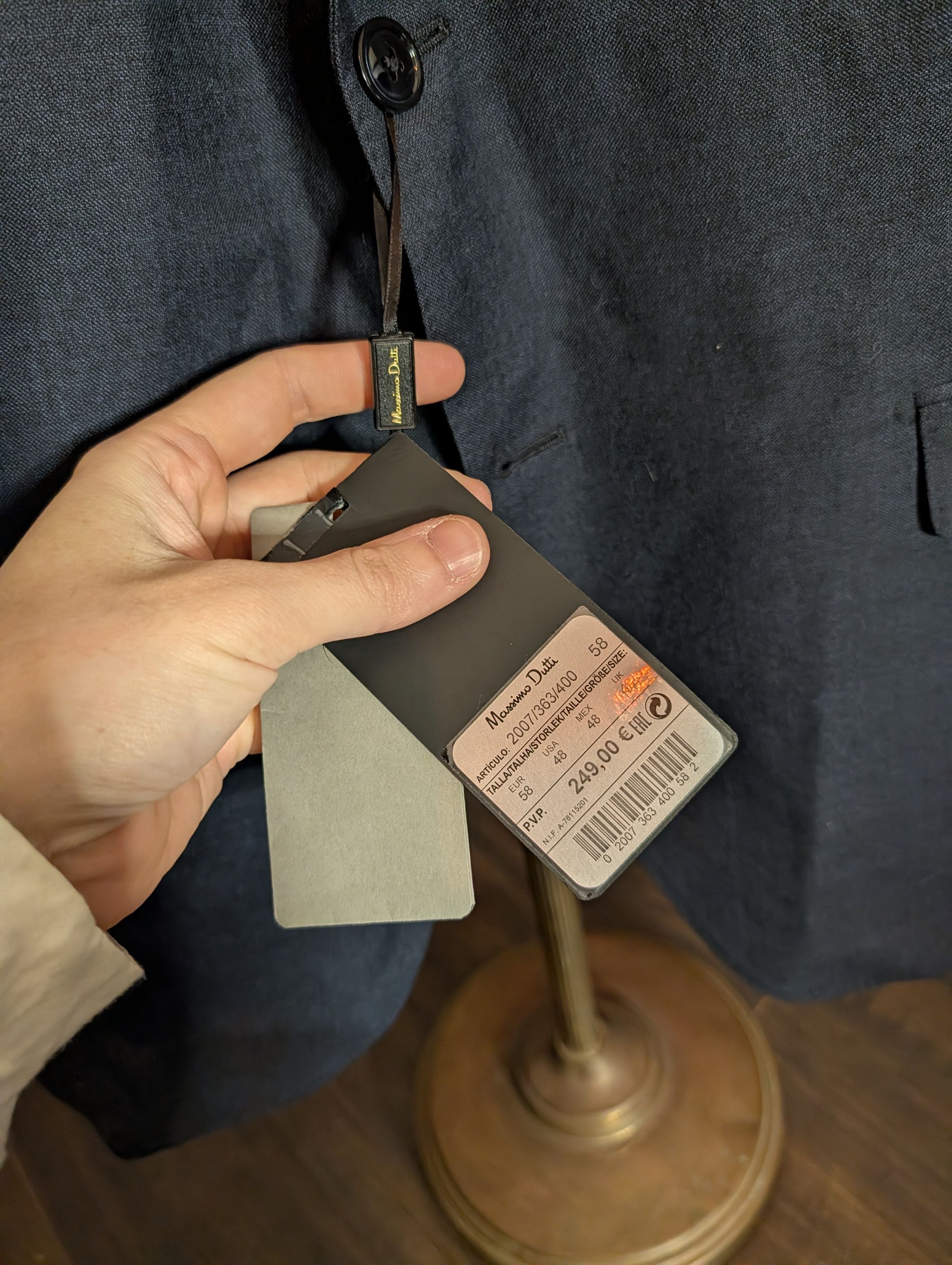 Massimo Dutti Pure Italian Super 130s wool NWT blue jacket blazer Size 46R - 5 Thumbnail