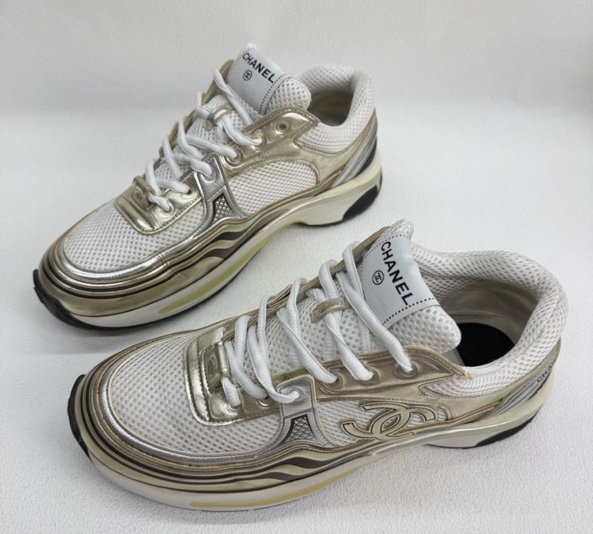 Chanel Chanel Gold Accent Sneakers Size US 9 / EU 42 - 9 Thumbnail