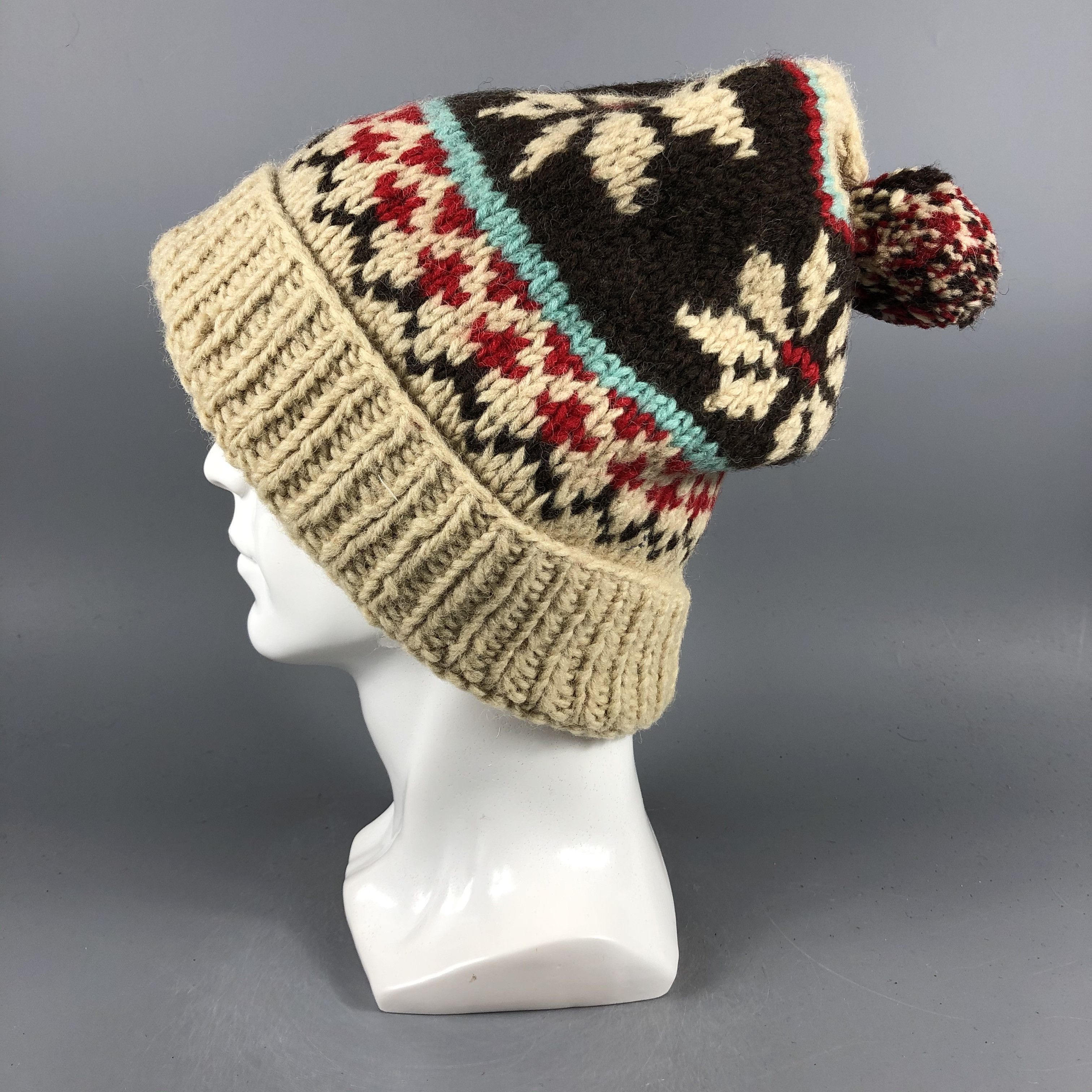 Vintage Fair Isle Freedom Knit Beanie Snow Hat Snow Cap -D1104 Size ONE SIZE - 1 Thumbnail